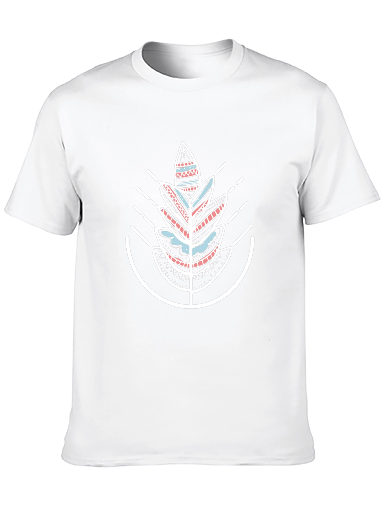 Geometric Tribal Leaf Graphic Black T-Shirt