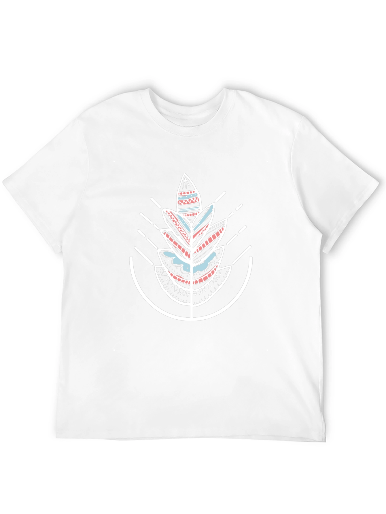 Geometric Tribal Leaf Graphic Black T-Shirt