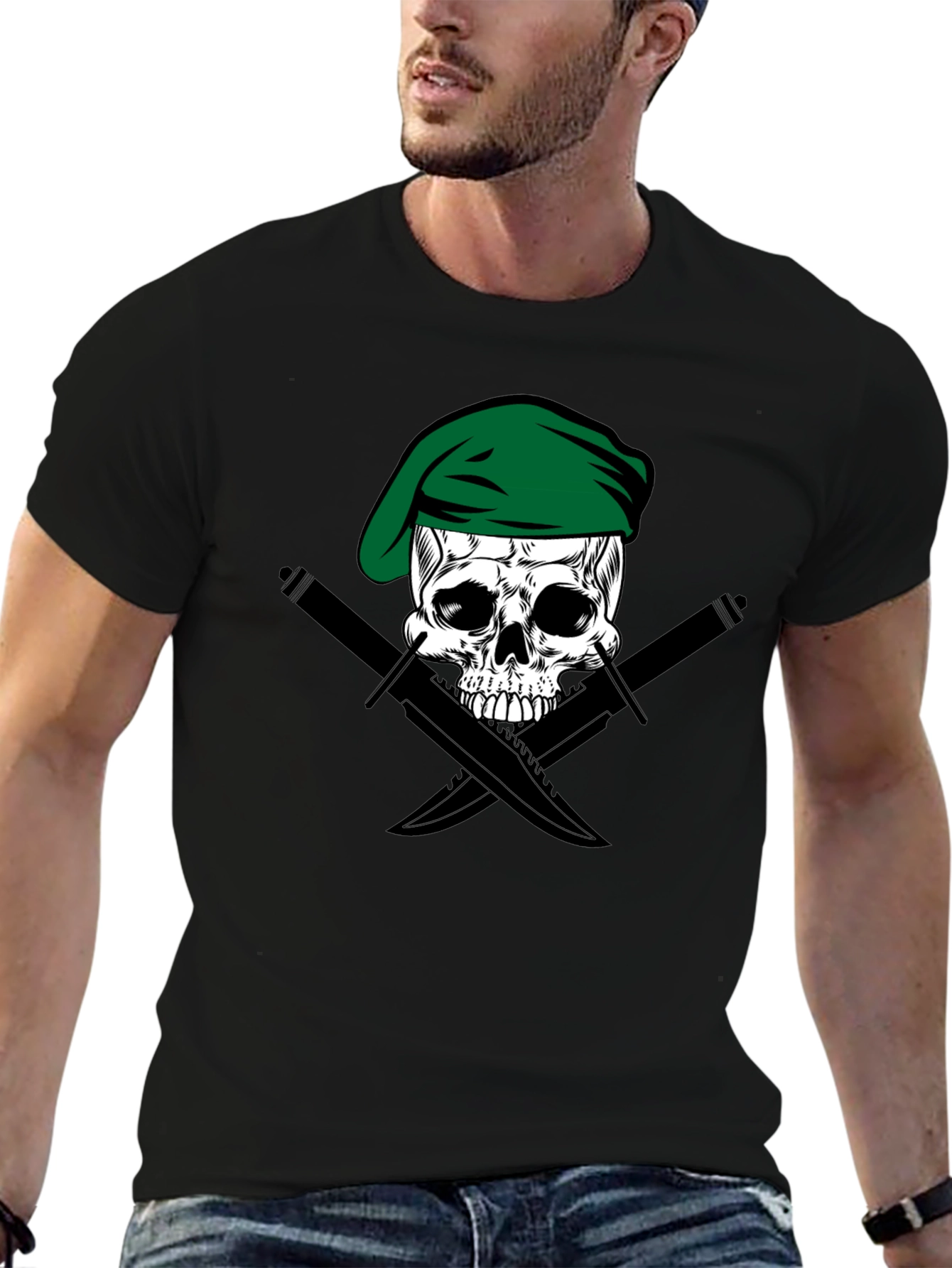 Skull & Daggers Tee - Green Beret Design