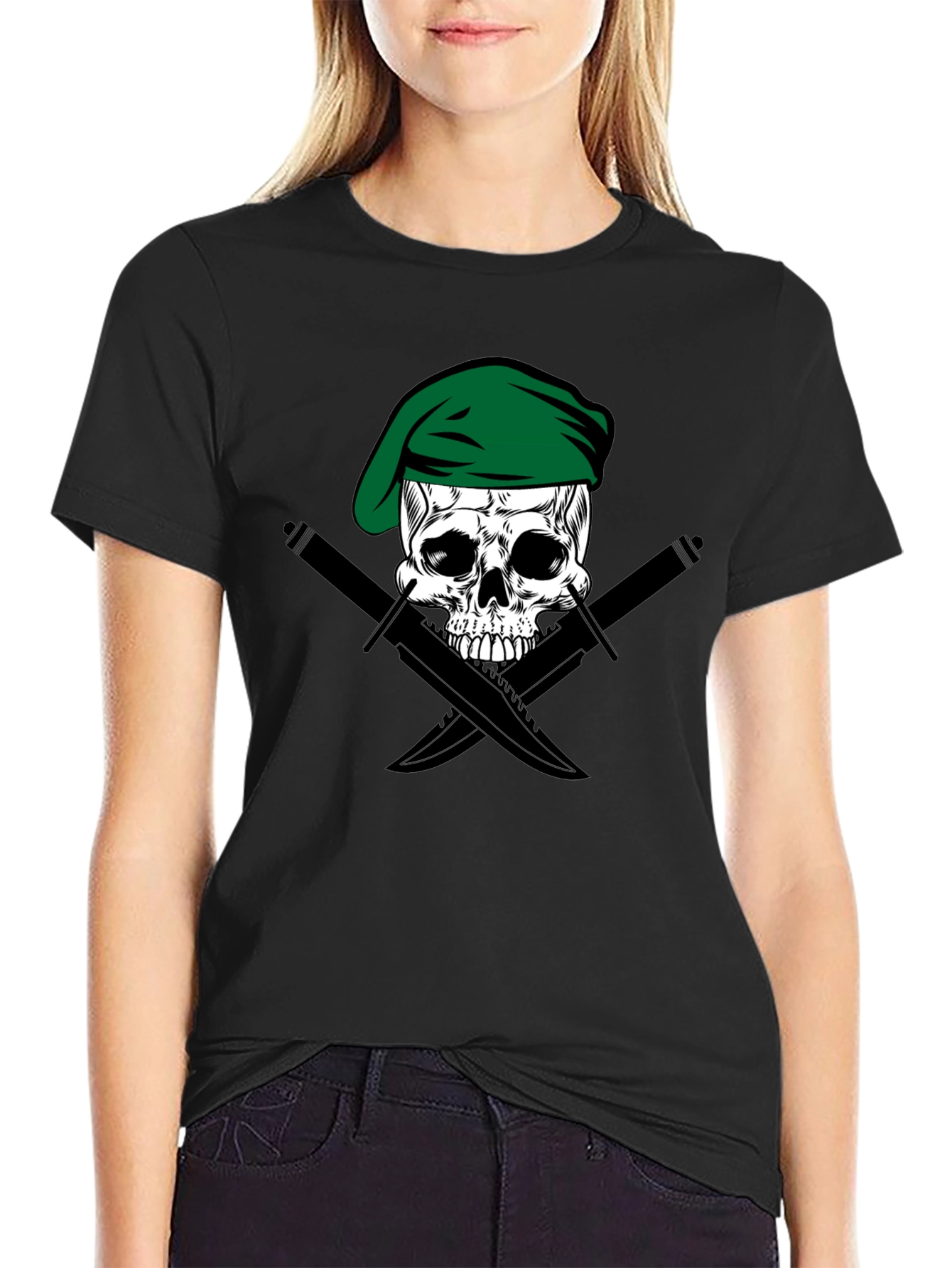 Skull & Daggers Tee - Green Beret Design