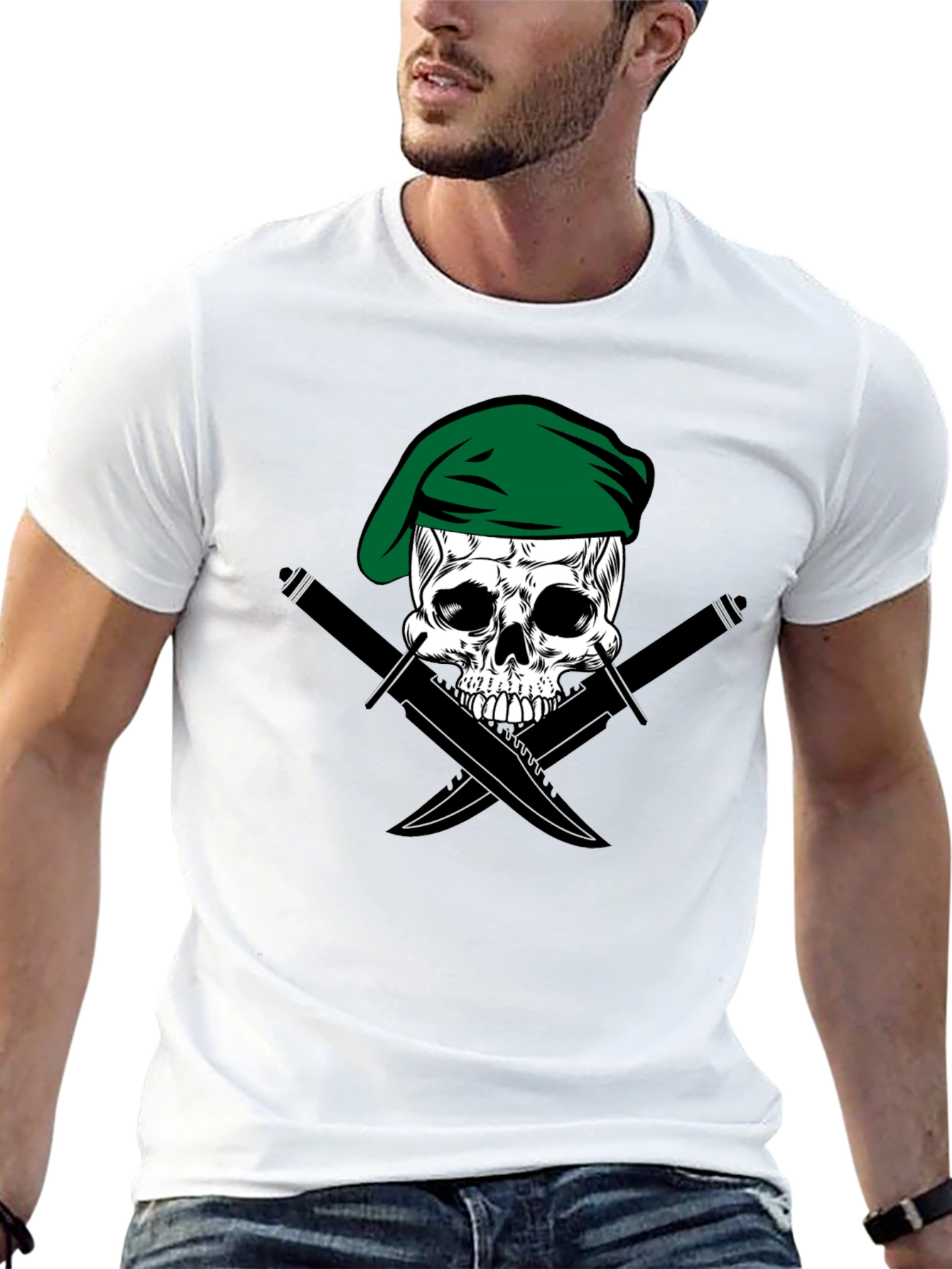 Skull & Daggers Tee - Green Beret Design