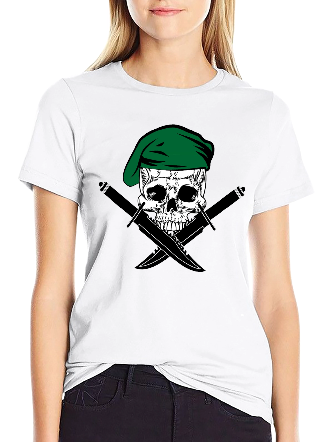 Skull & Daggers Tee - Green Beret Design