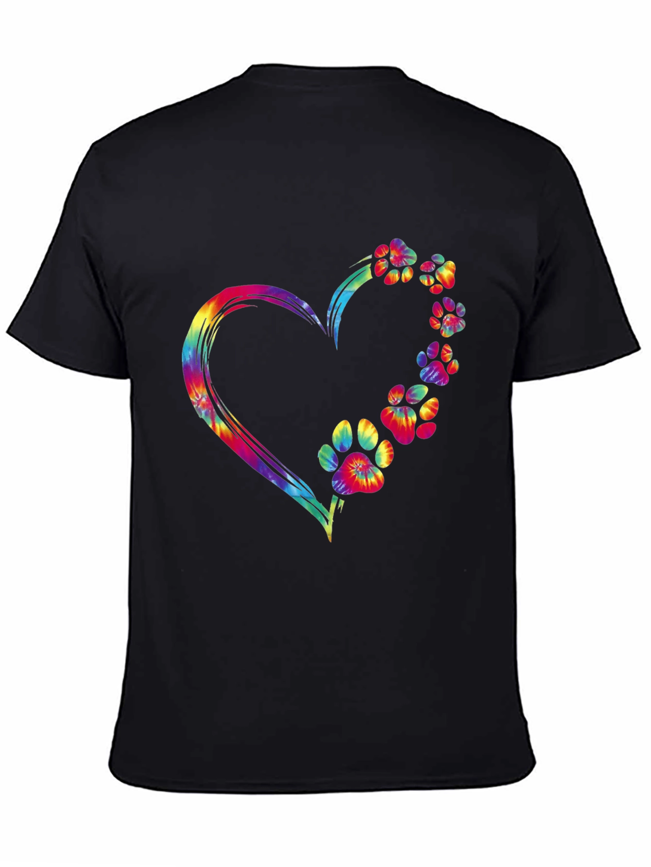 Tie Dye Heart Paw Print Graphic Tee