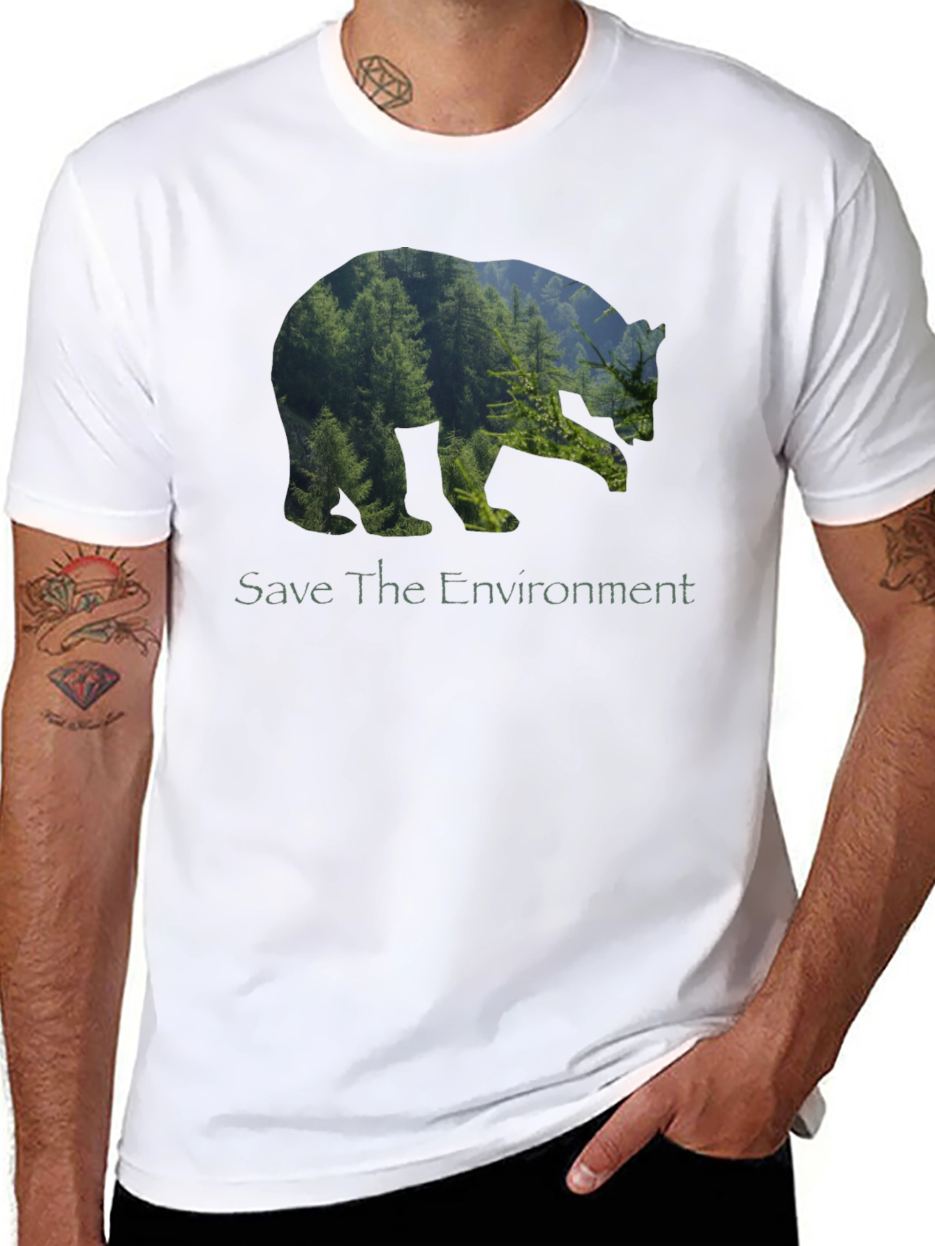 Eco Bear Black T-Shirt - Save the Environment