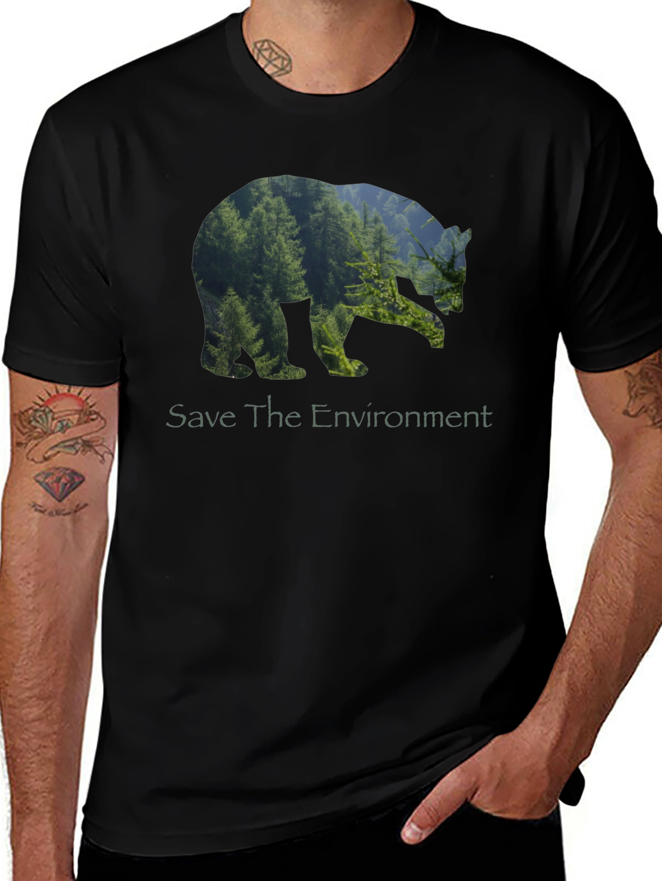 Eco Bear Black T-Shirt - Save the Environment