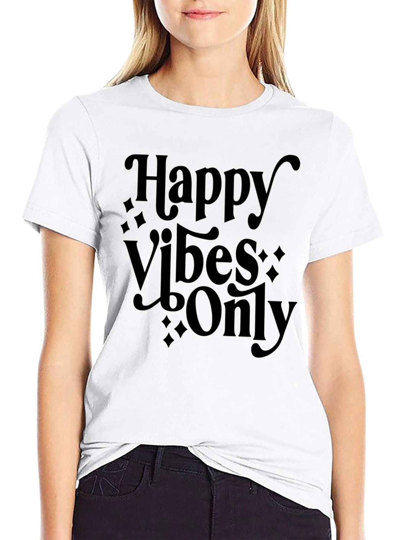 Happy Vibes Only Black Graphic Tee