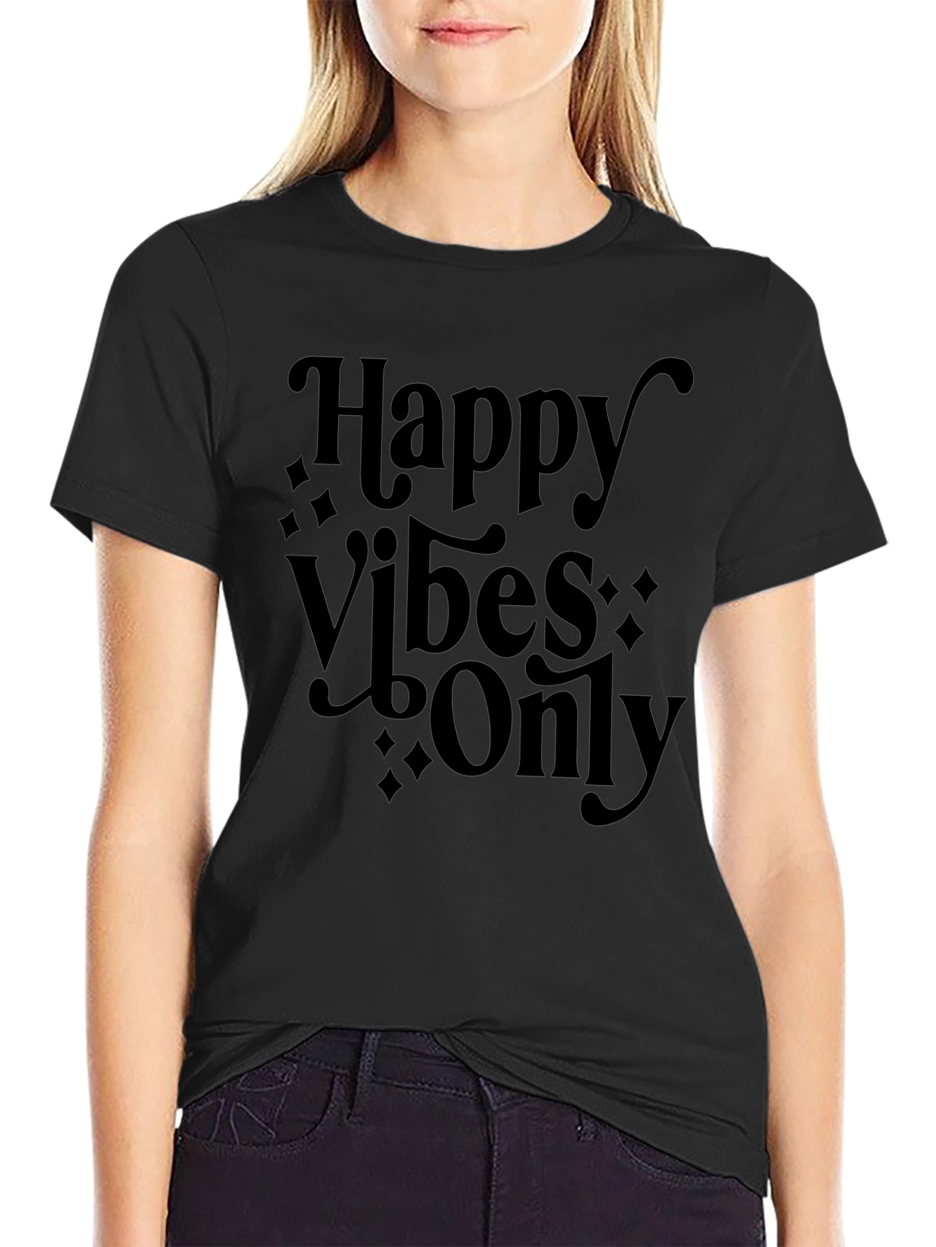 Happy Vibes Only Black Graphic Tee