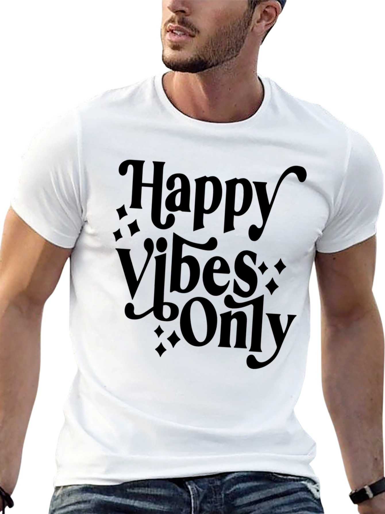 Happy Vibes Only Black Graphic Tee