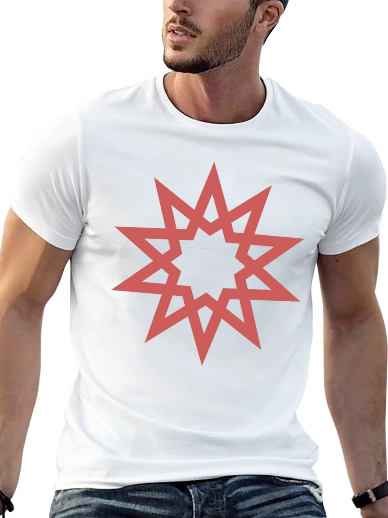 Geometric Star Graphic Black T-Shirt