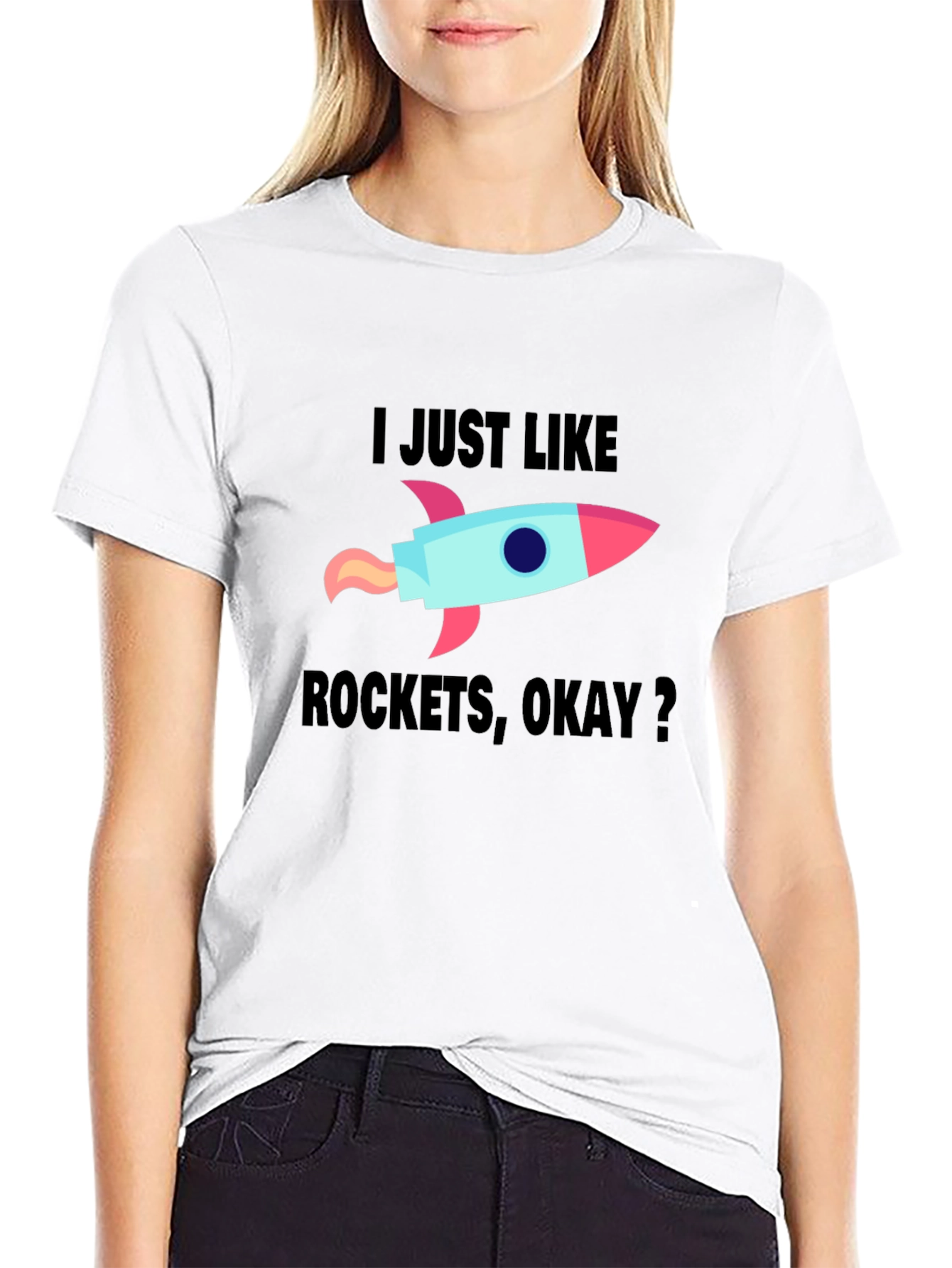 I Just Like Rockets Okay? Mens Black T-Shirt