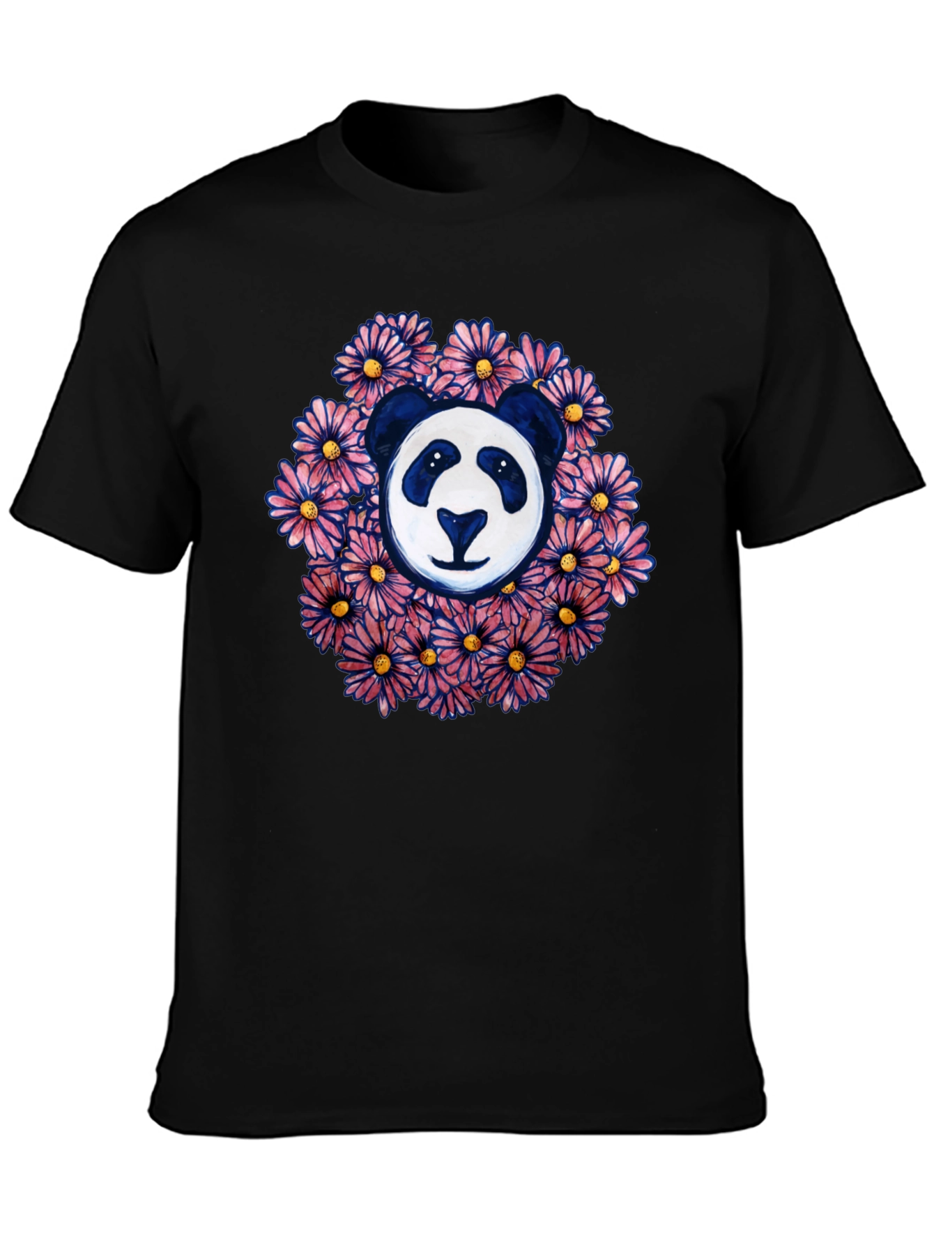 Panda Surrounded by Flowers Graphic T-Shirt