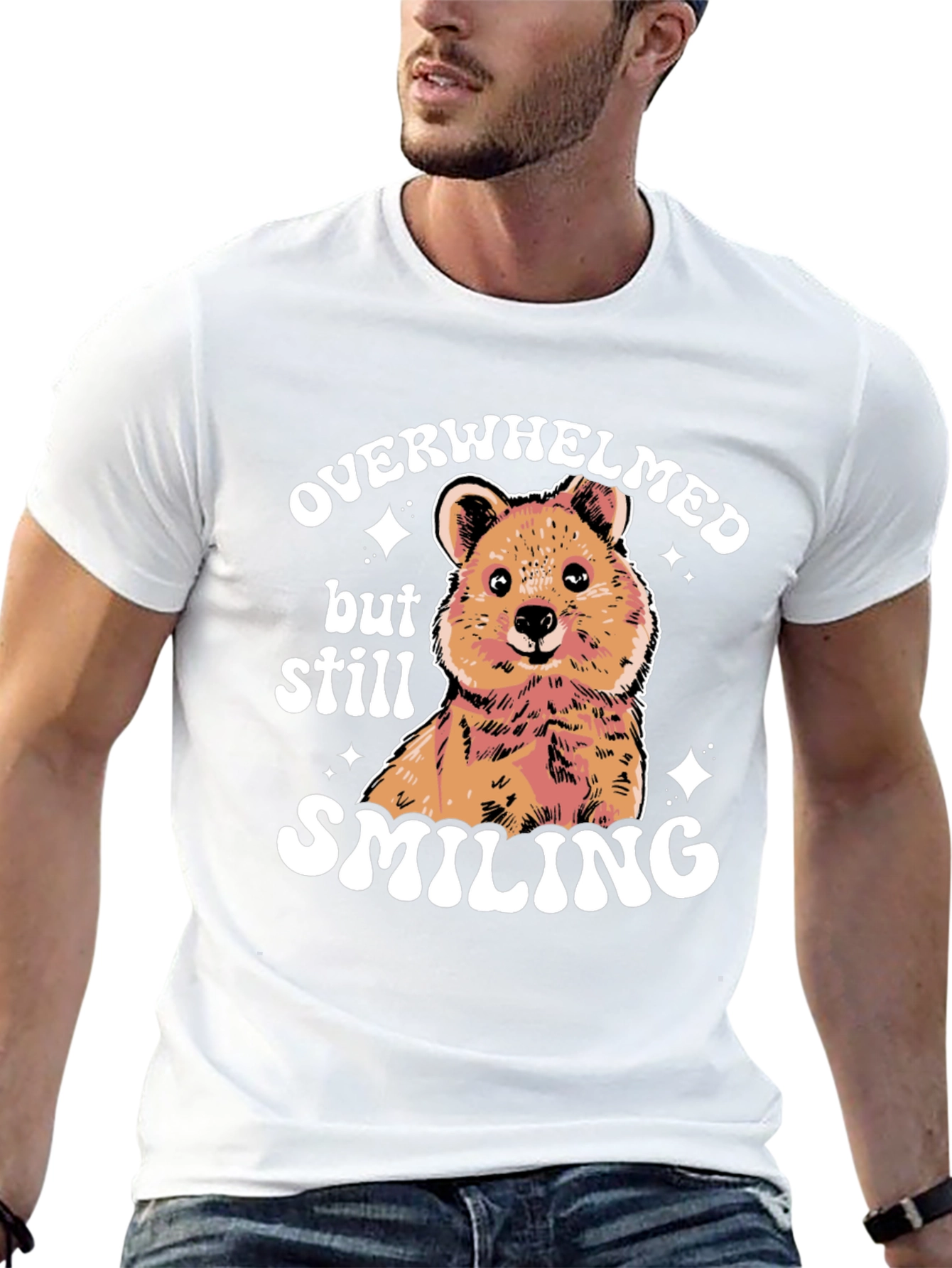 Quokka Smiling T-Shirt - Overwhelmed But Smiling