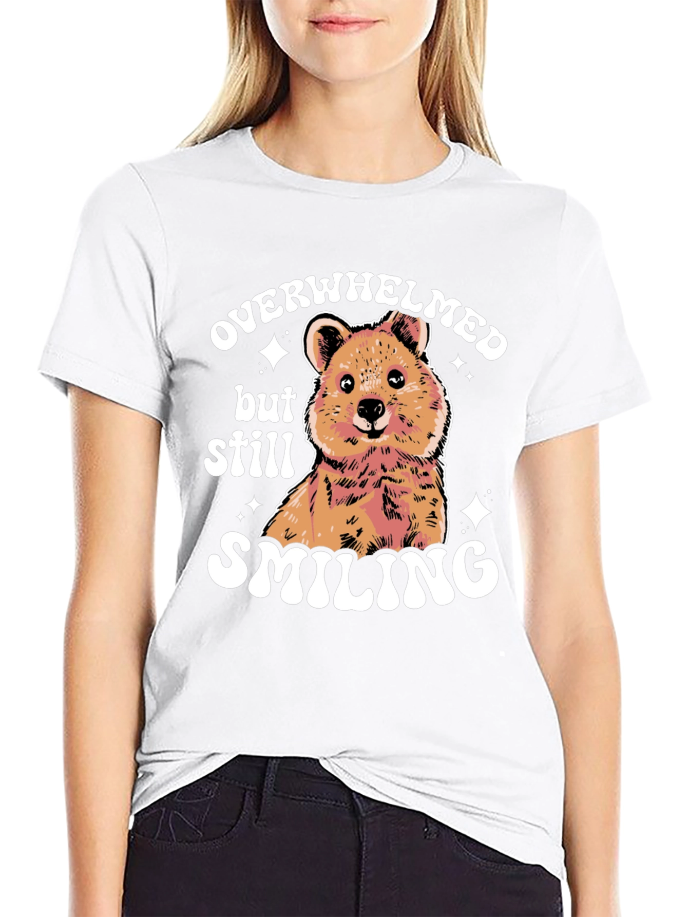 Quokka Smiling T-Shirt - Overwhelmed But Smiling