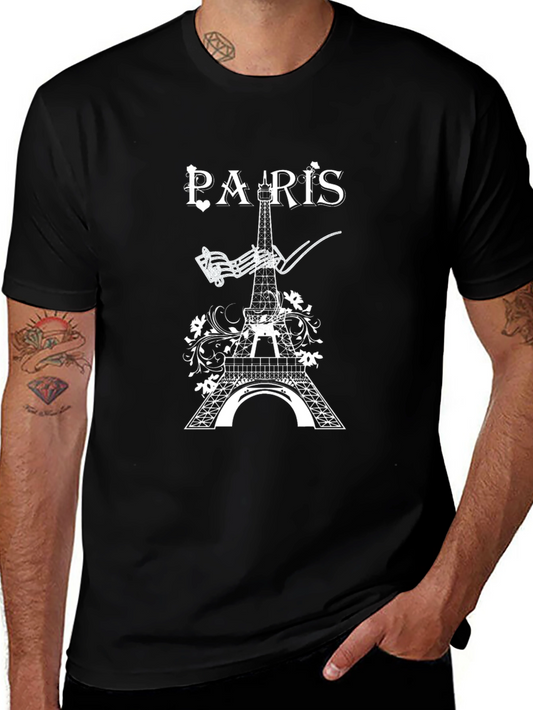 Paris Eiffel Tower Graphic Black T-Shirt