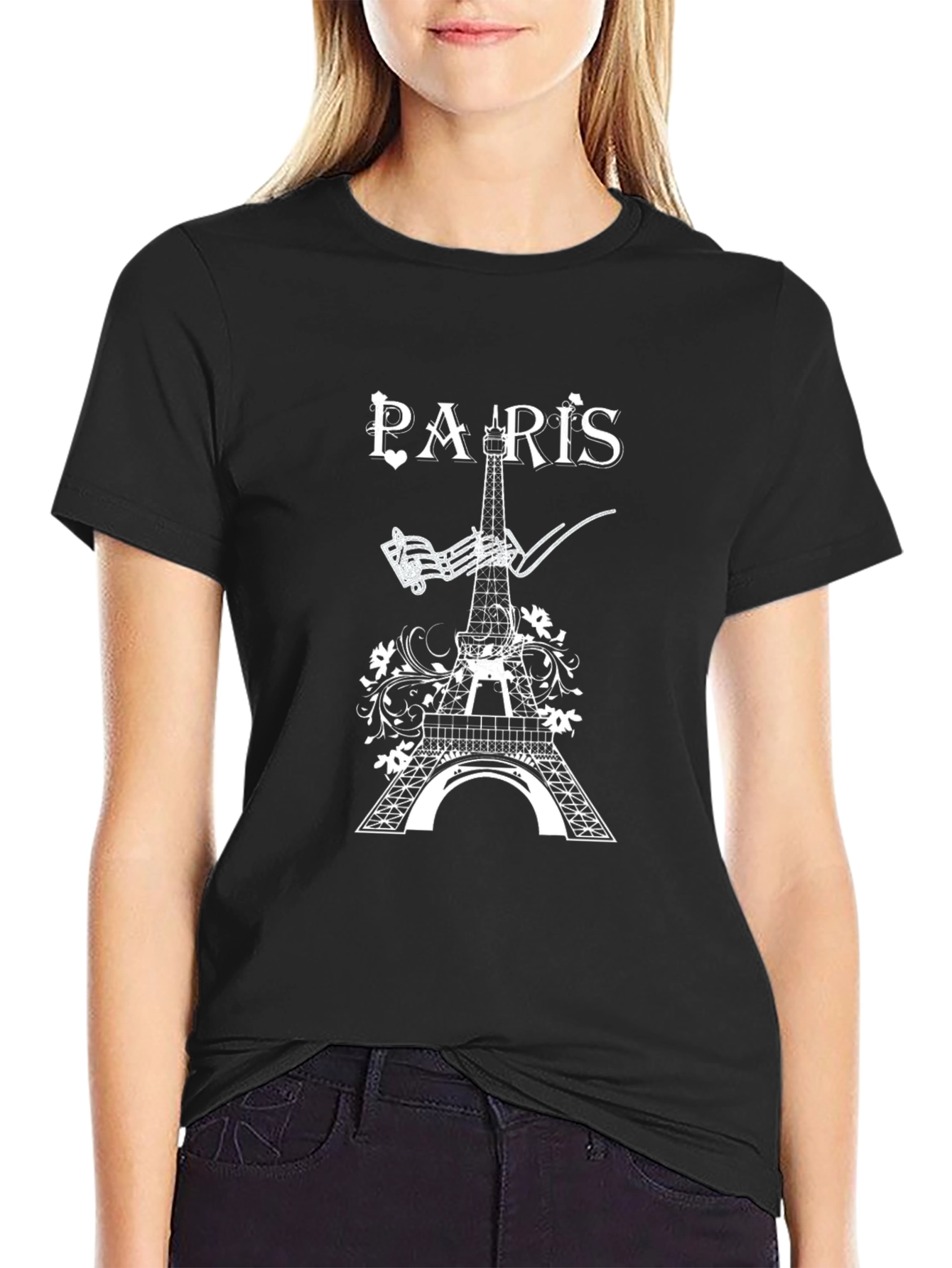 Paris Eiffel Tower Graphic Black T-Shirt