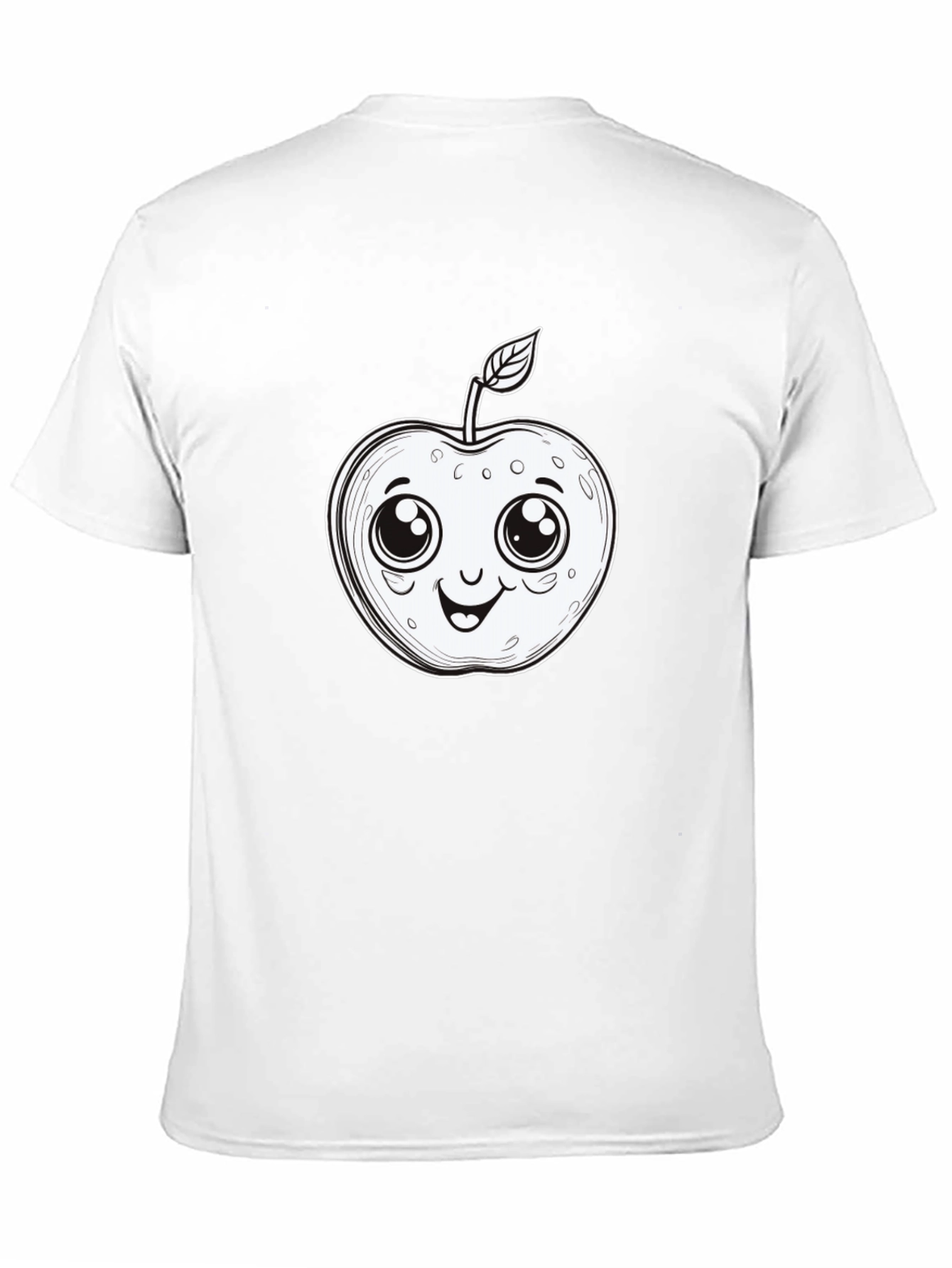Cute Apple Cartoon Graphic Tee - Black T-Shirt