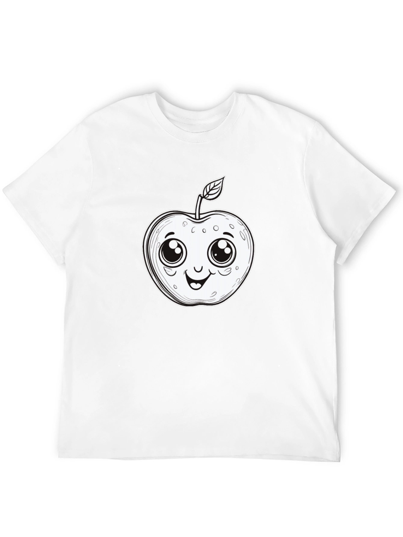 Cute Apple Cartoon Graphic Tee - Black T-Shirt