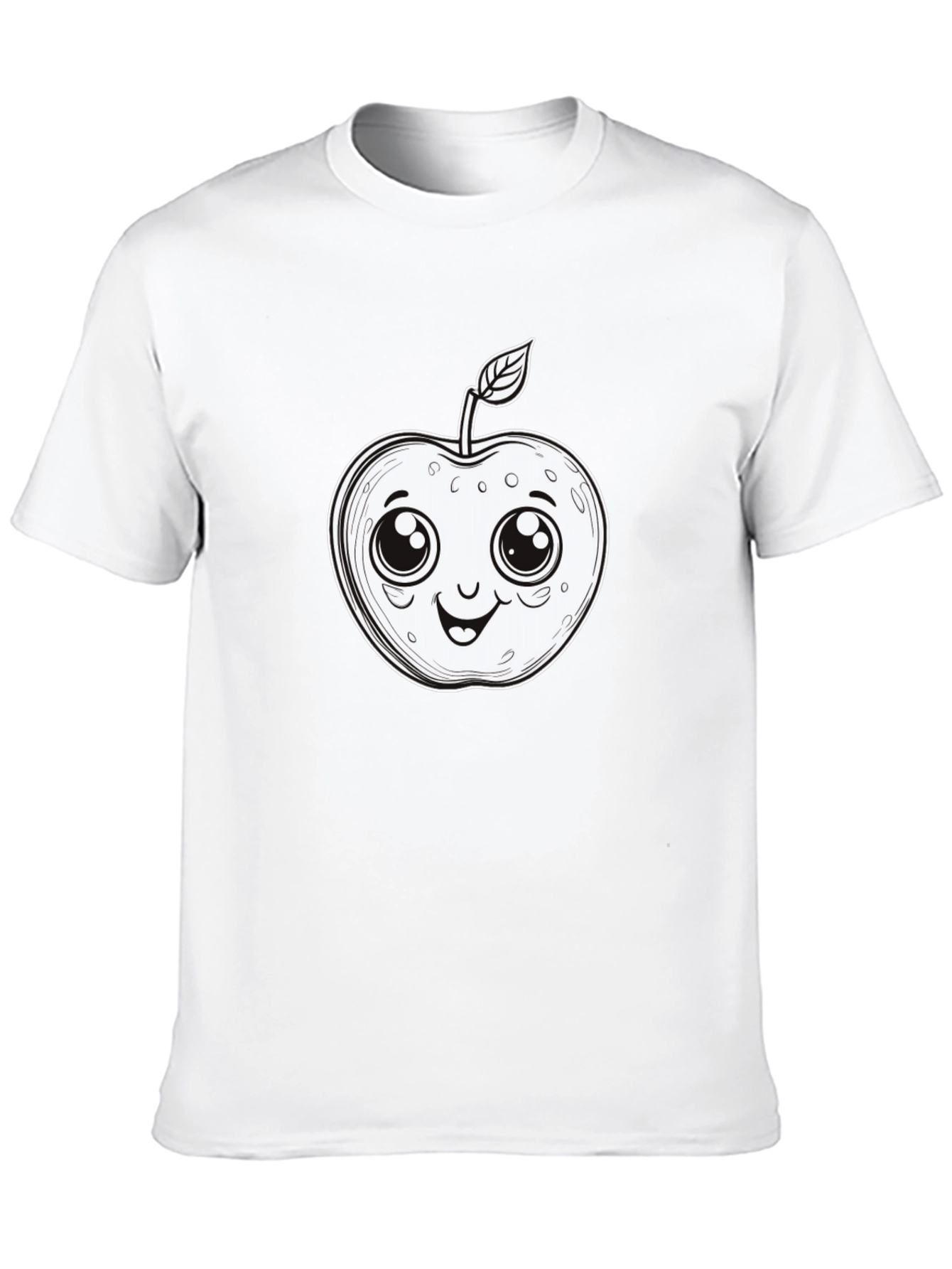 Cute Apple Cartoon Graphic Tee - Black T-Shirt