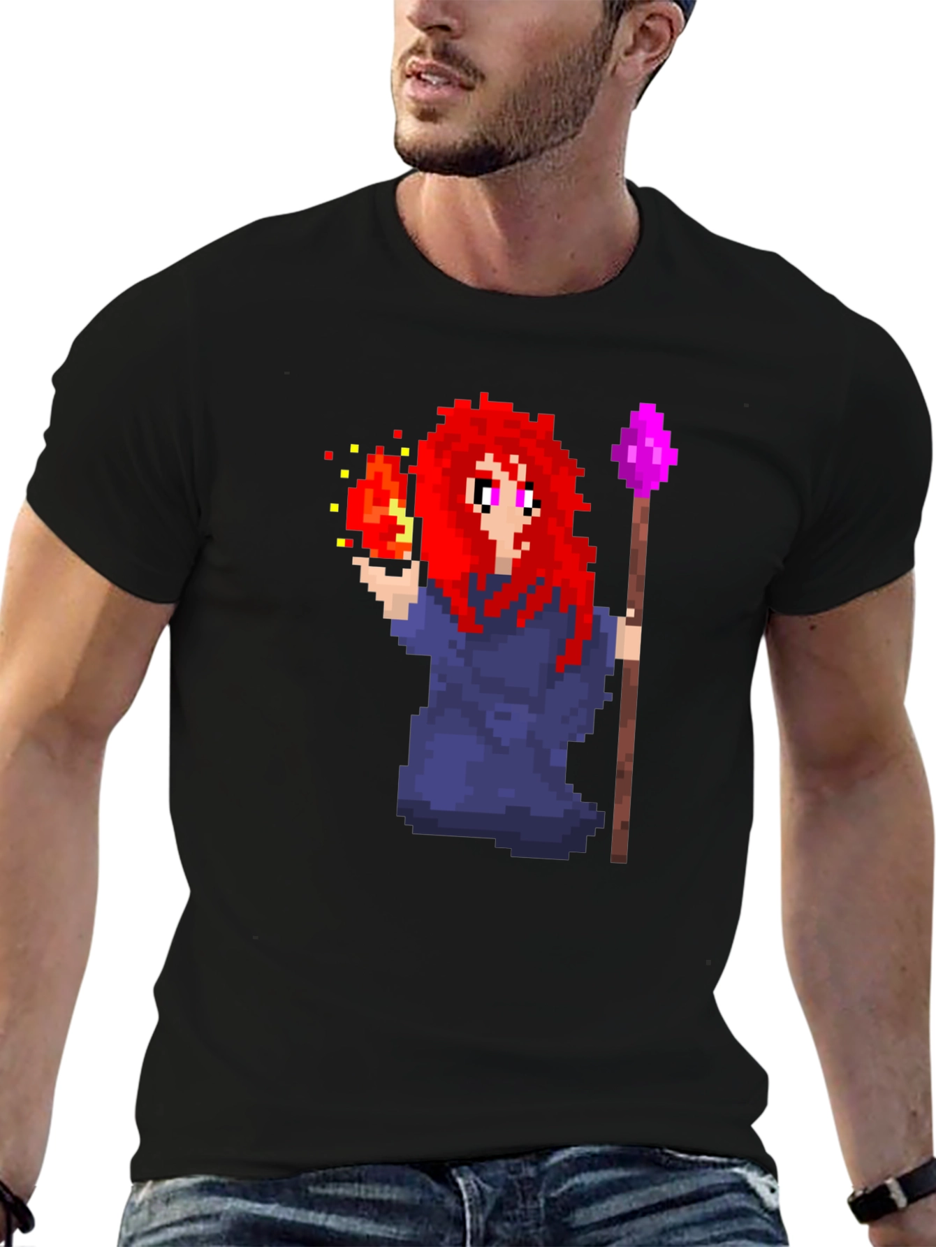 Pixel Art Mage T-Shirt - Unique Graphic Tee