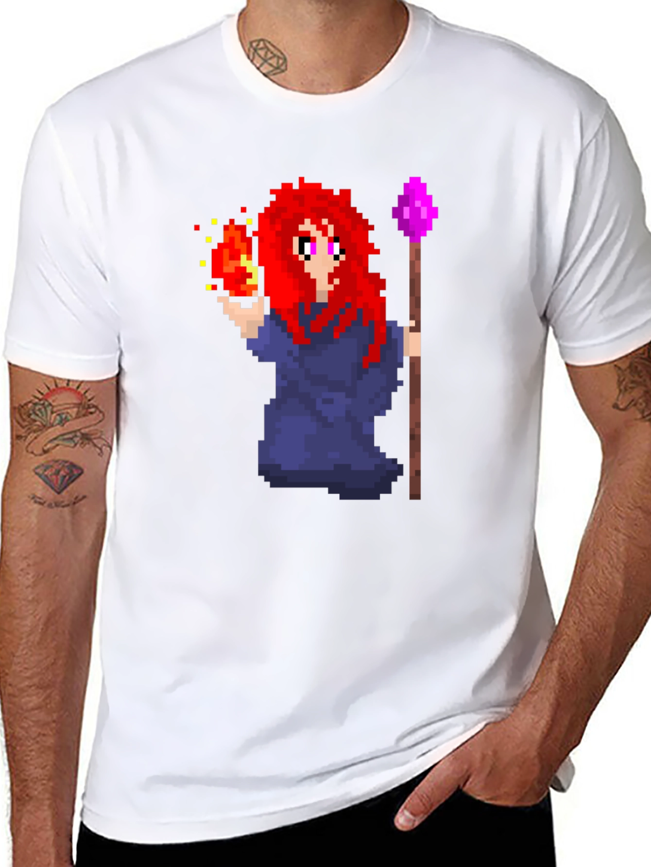 Pixel Art Mage T-Shirt - Unique Graphic Tee