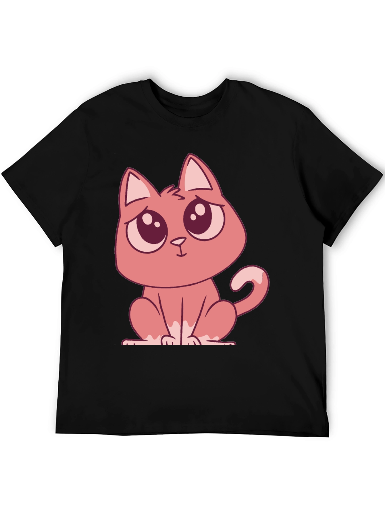 Cute Cartoon Cat Graphic Tee - Black T-Shirt