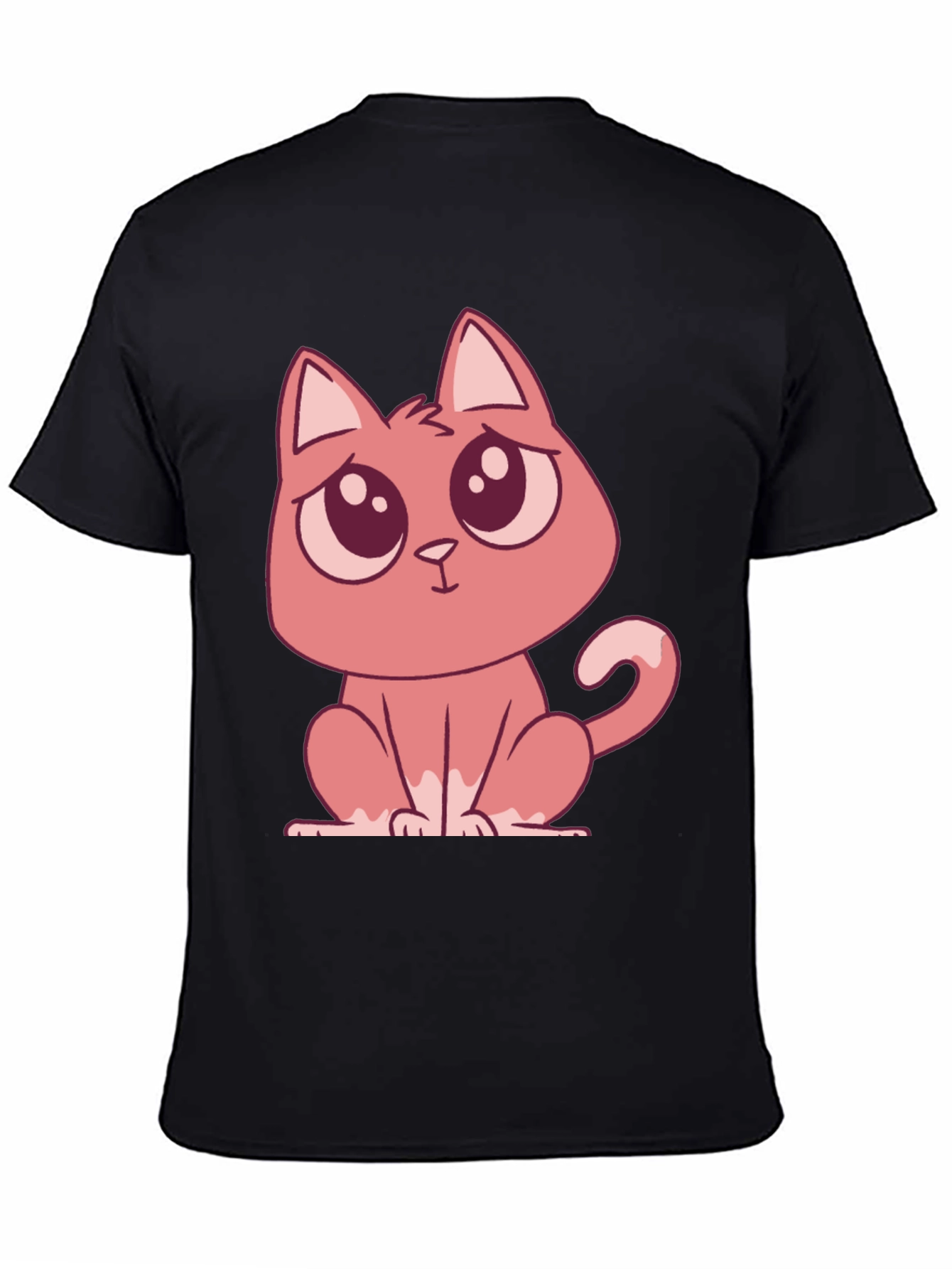 Cute Cartoon Cat Graphic Tee - Black T-Shirt