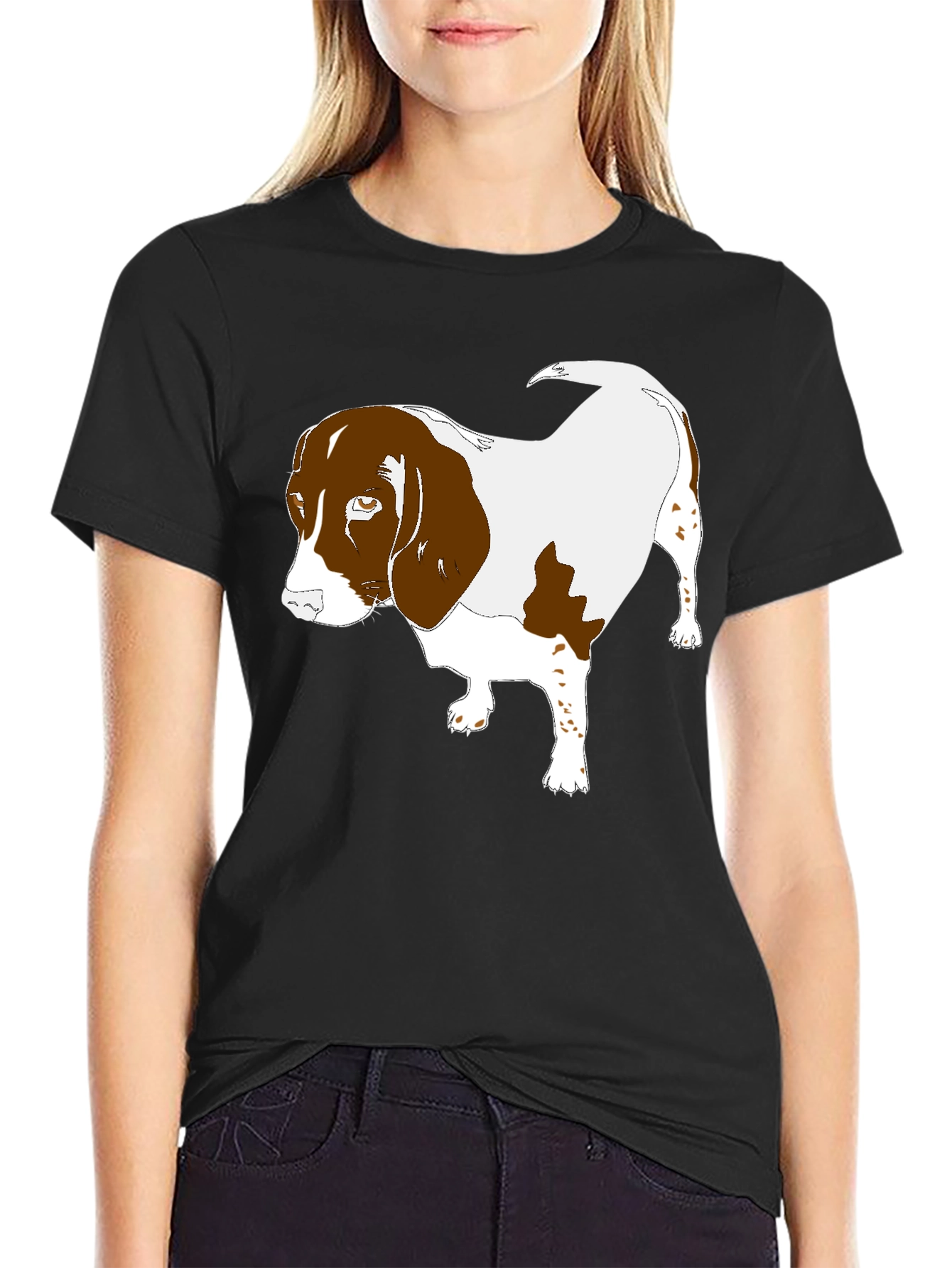 Dog Graphic T-Shirt Black Casual Tee