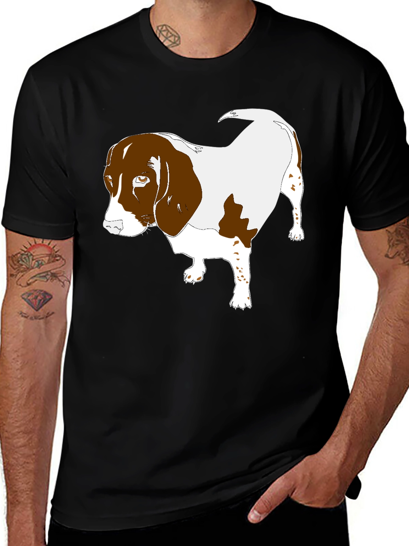 Dog Graphic T-Shirt Black Casual Tee