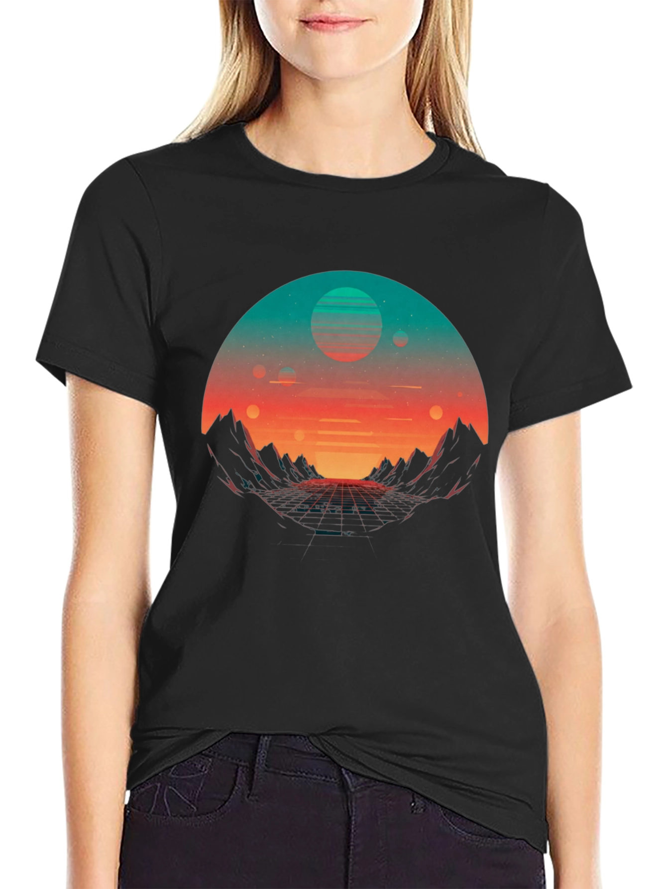 Retro Sunset Graphic Tee - Synthwave Style