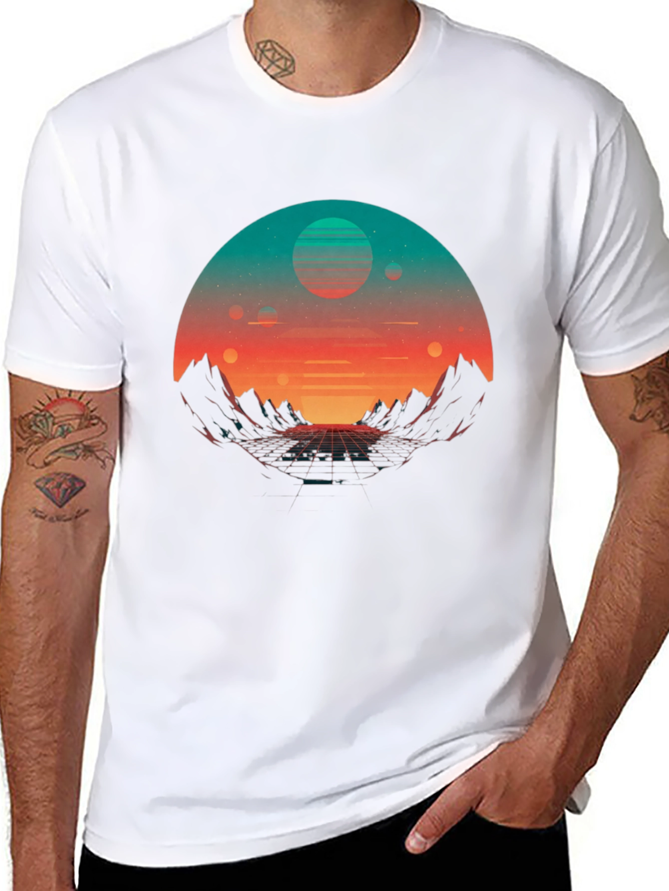 Retro Sunset Graphic Tee - Synthwave Style