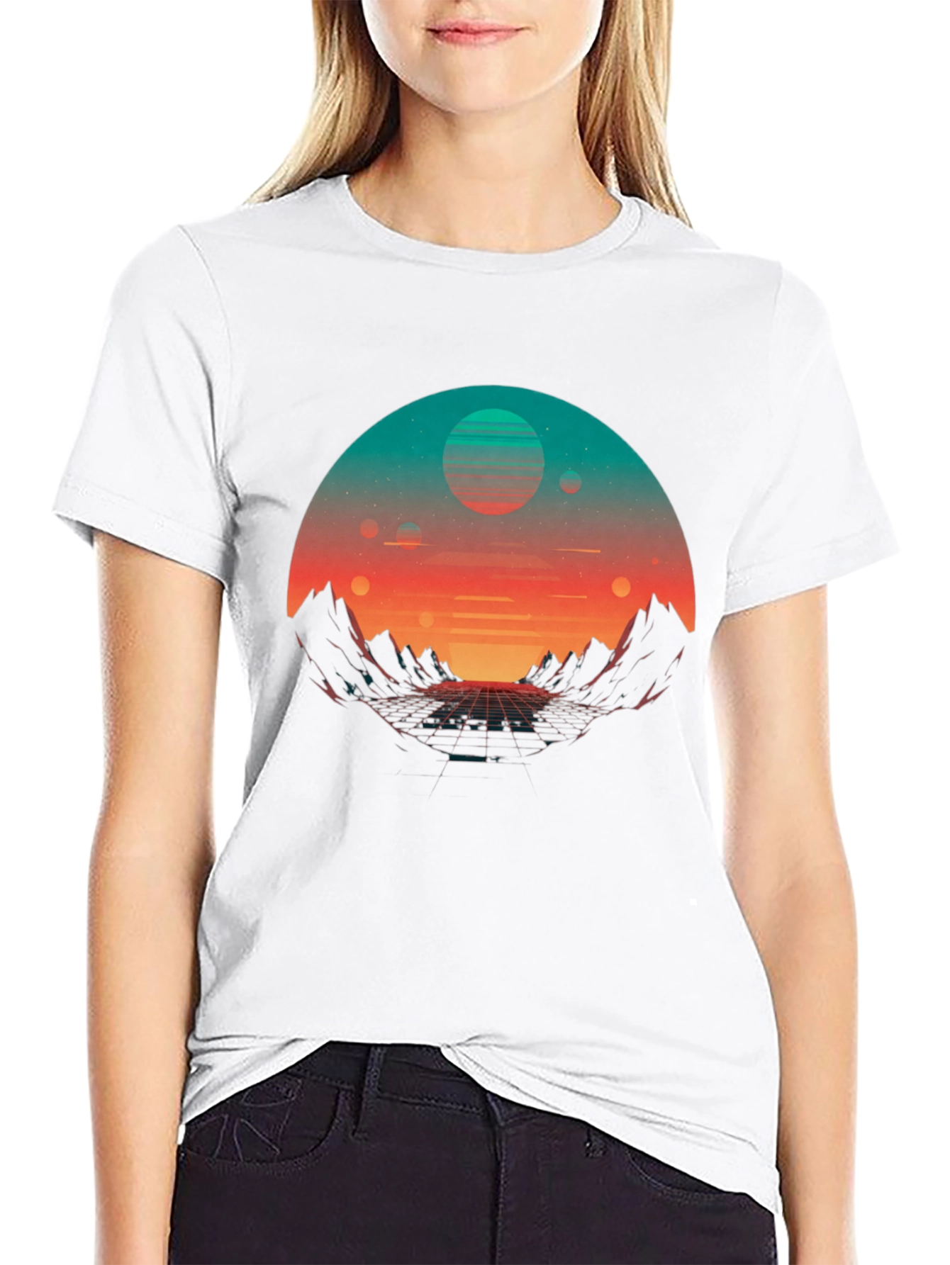 Retro Sunset Graphic Tee - Synthwave Style