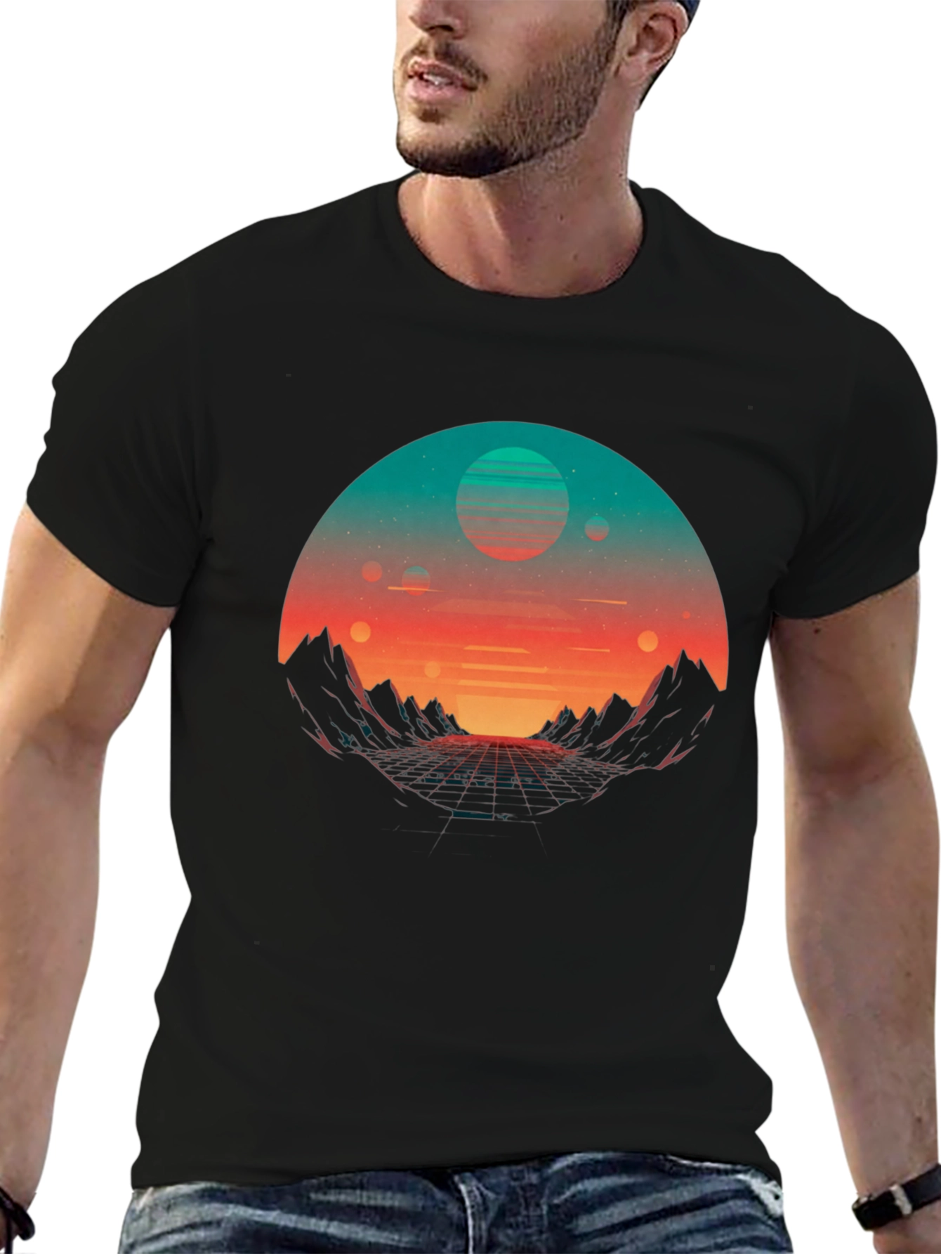 Retro Sunset Graphic Tee - Synthwave Style