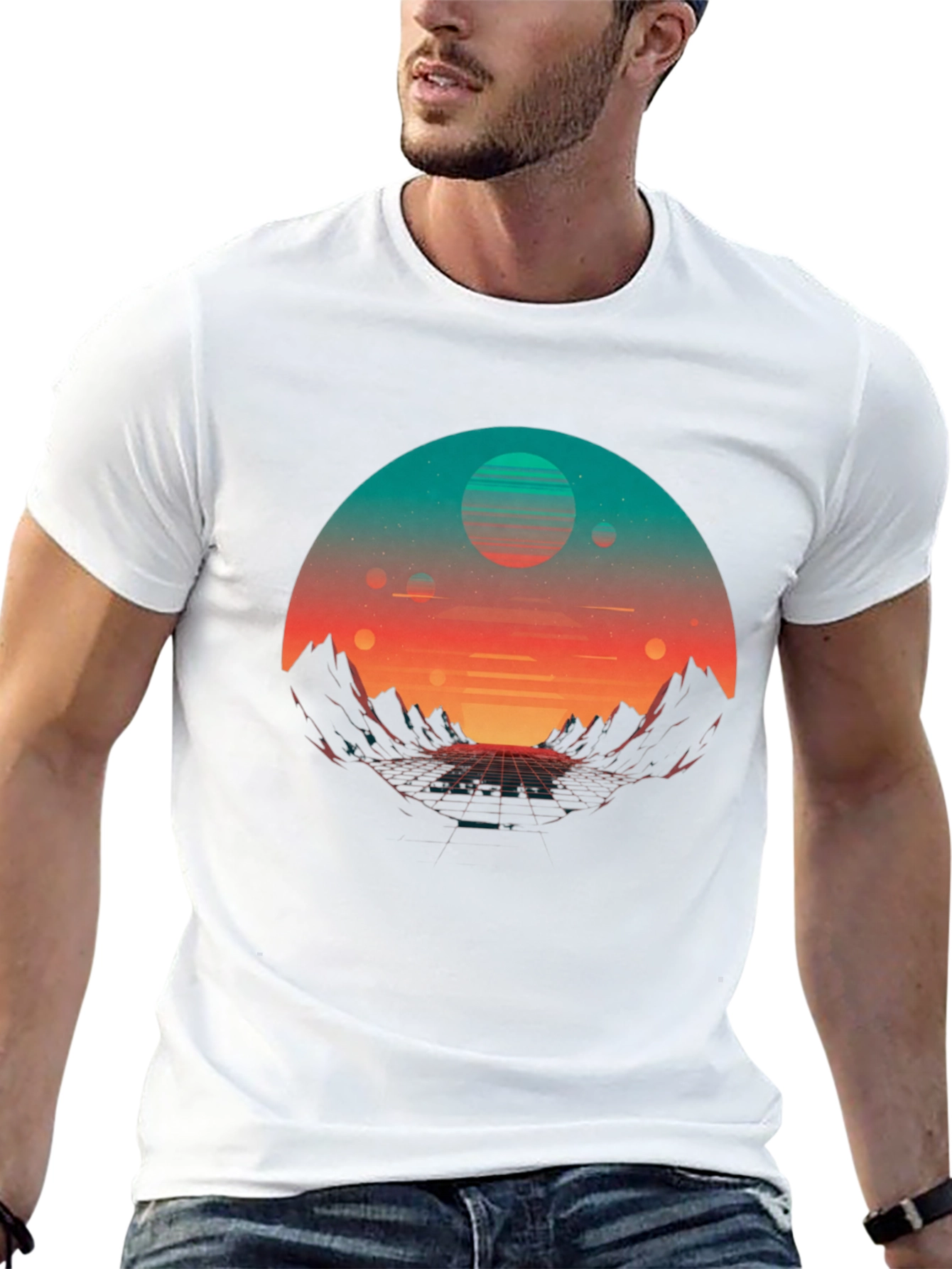 Retro Sunset Graphic Tee - Synthwave Style