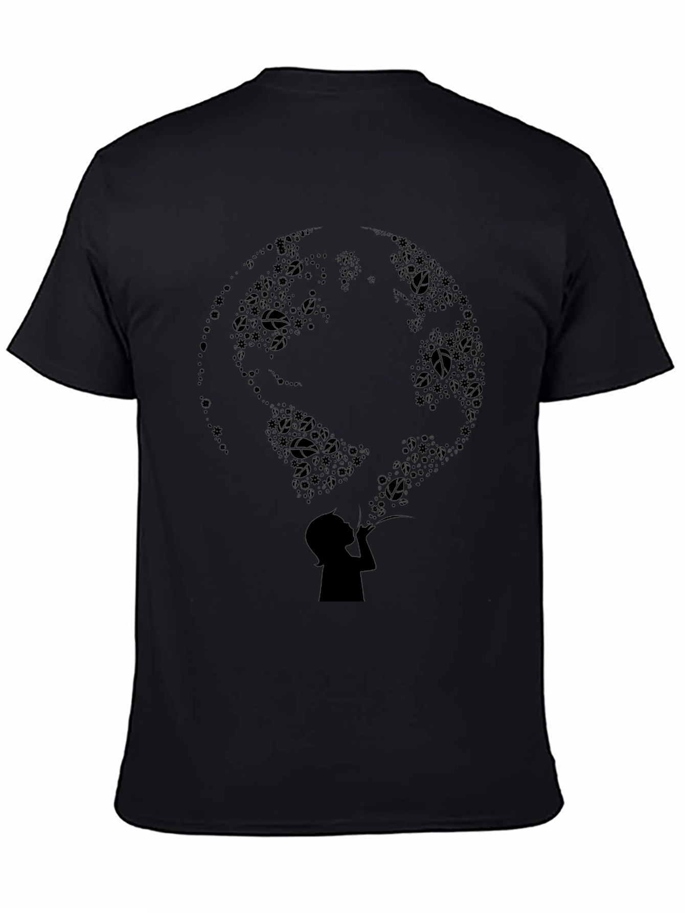 Silhouette Earth Bubble Tee - Black Graphic T-Shirt