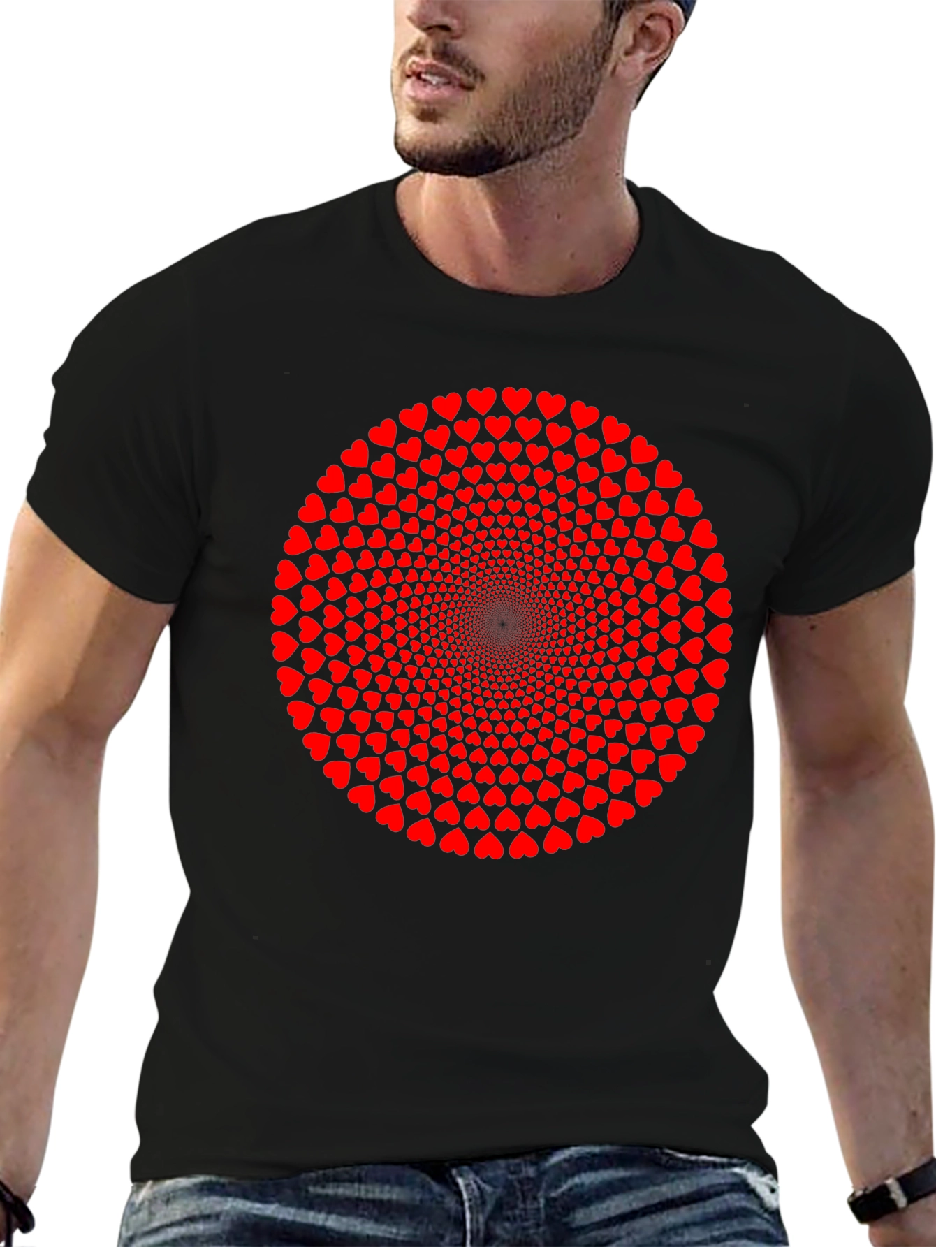 Heart Circle Graphic T-Shirt - Black