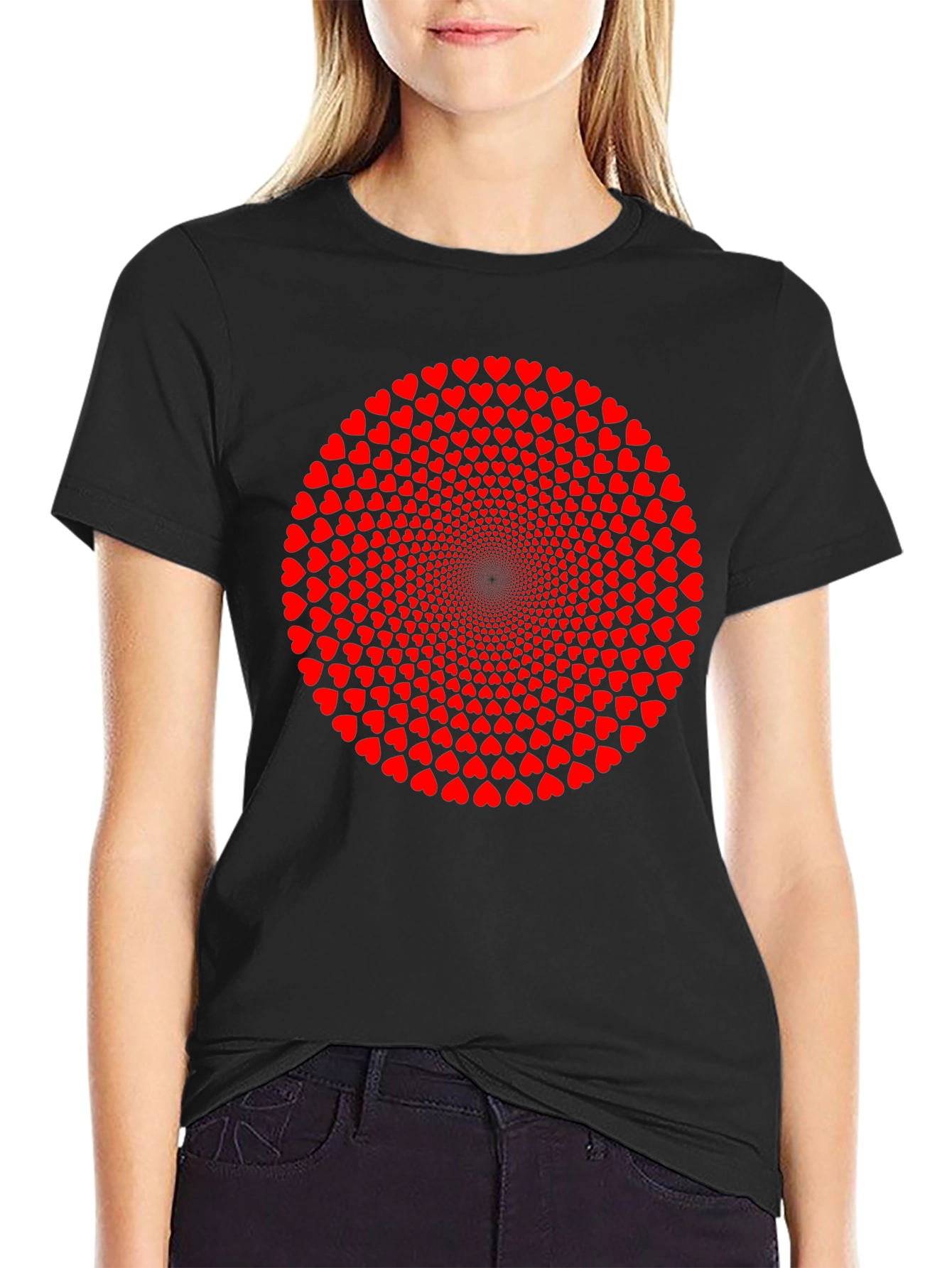Heart Circle Graphic T-Shirt - Black