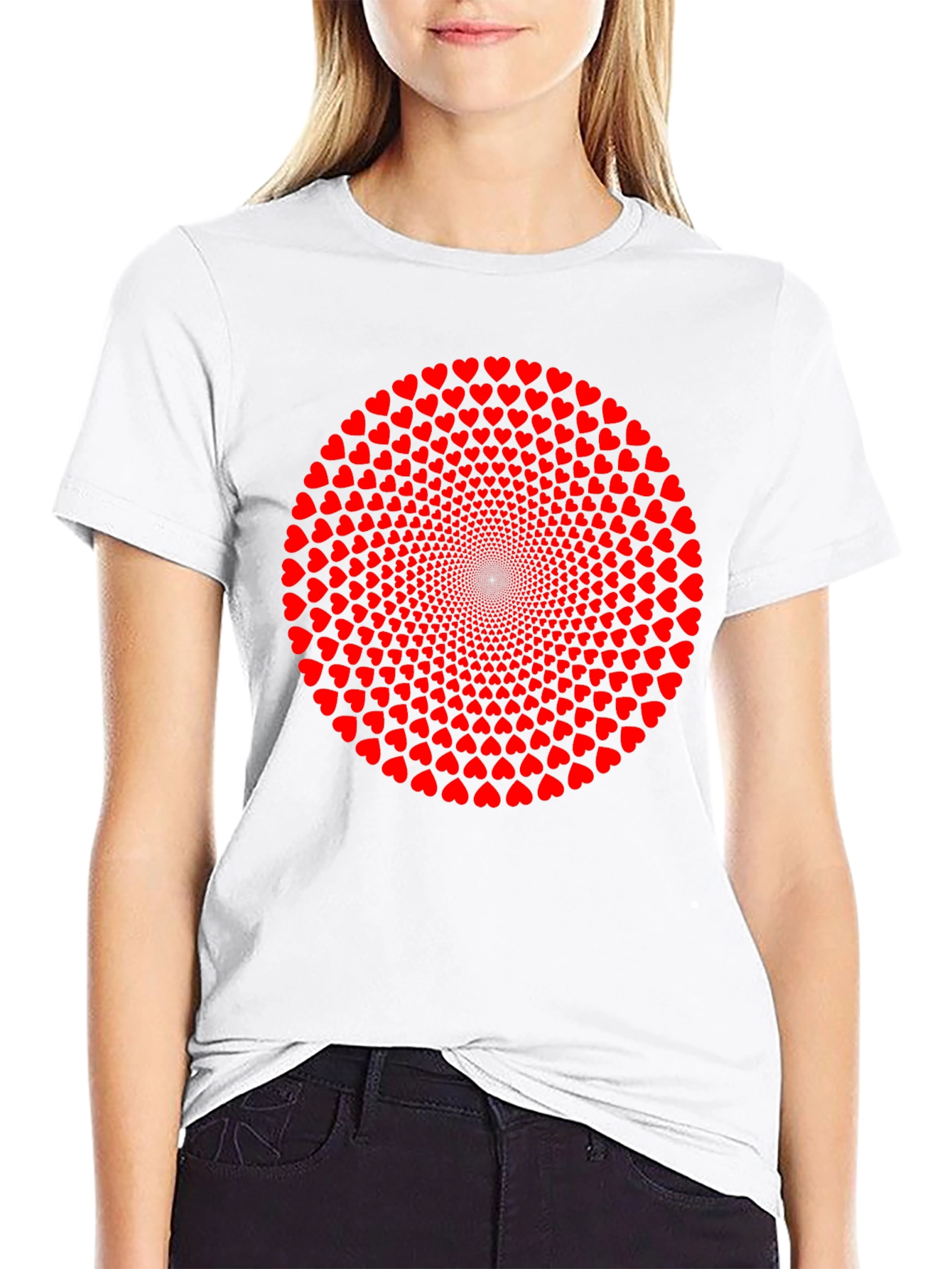 Heart Circle Graphic T-Shirt - Black