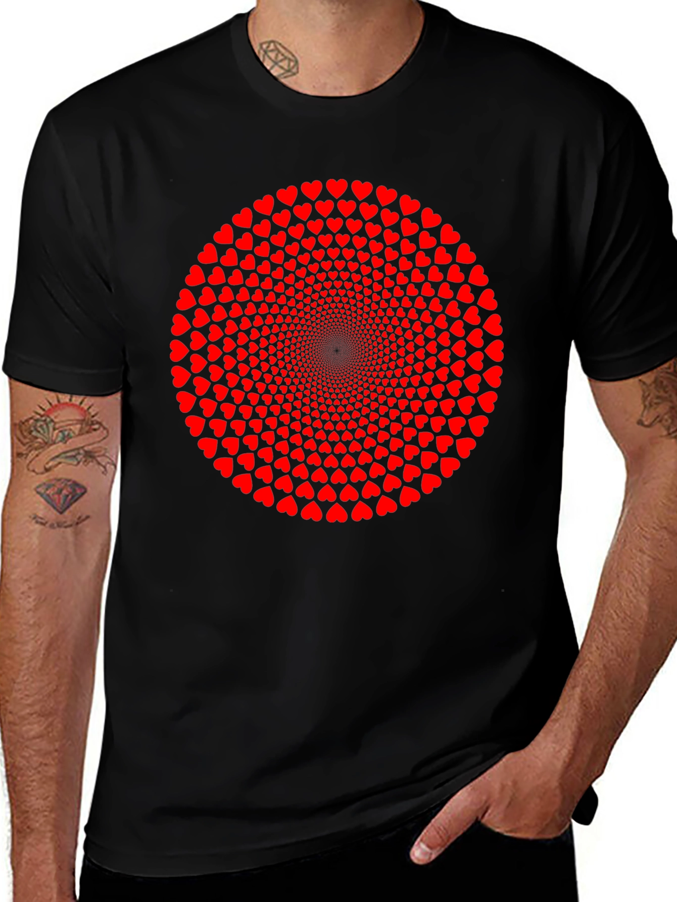 Heart Circle Graphic T-Shirt - Black