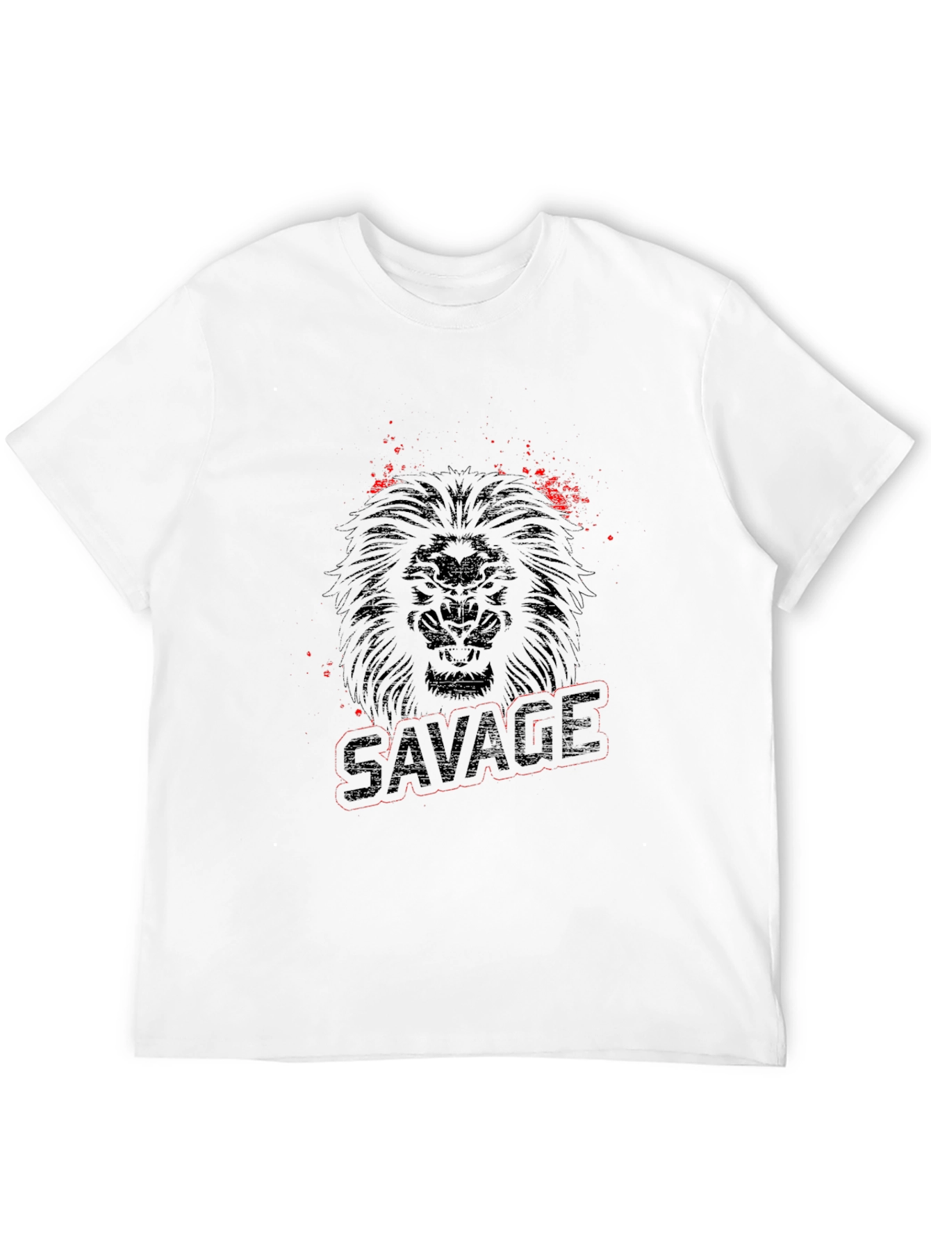 Savage Lion Graphic Print Black T-Shirt