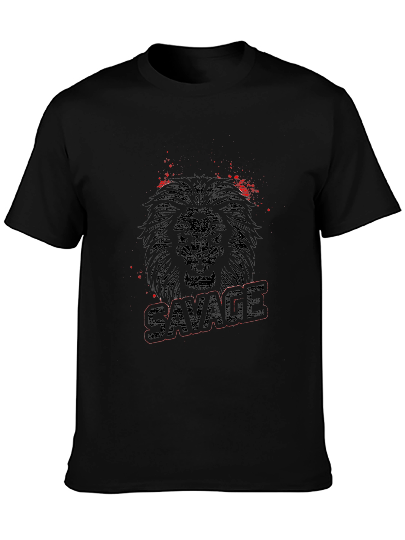 Savage Lion Graphic Print Black T-Shirt