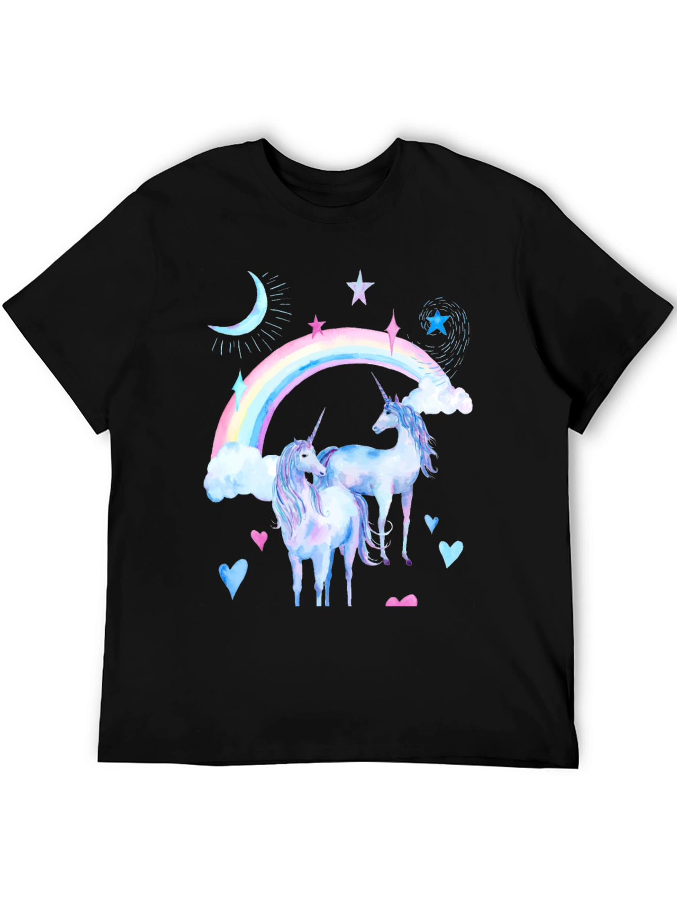 Unicorn Rainbow Black T-Shirt