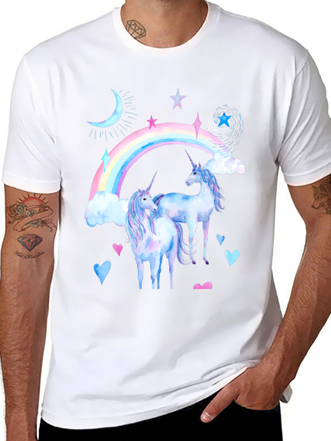 Unicorn Rainbow Black T-Shirt