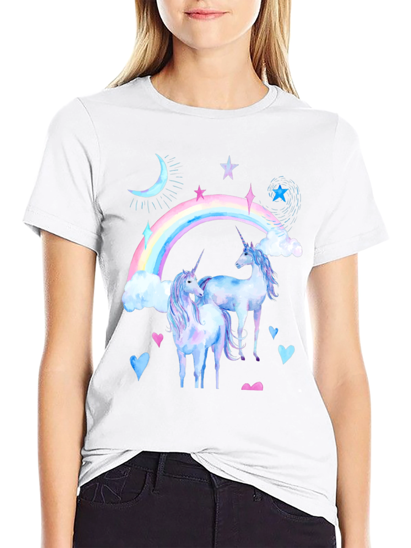 Unicorn Rainbow Black T-Shirt