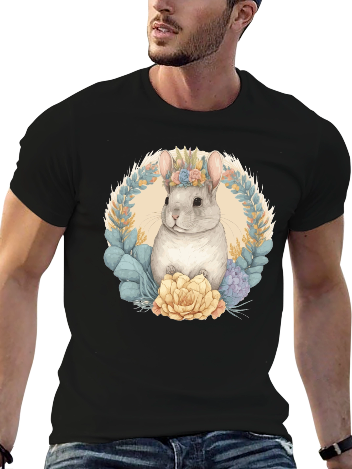 Chinchilla Floral Wreath Graphic Tee