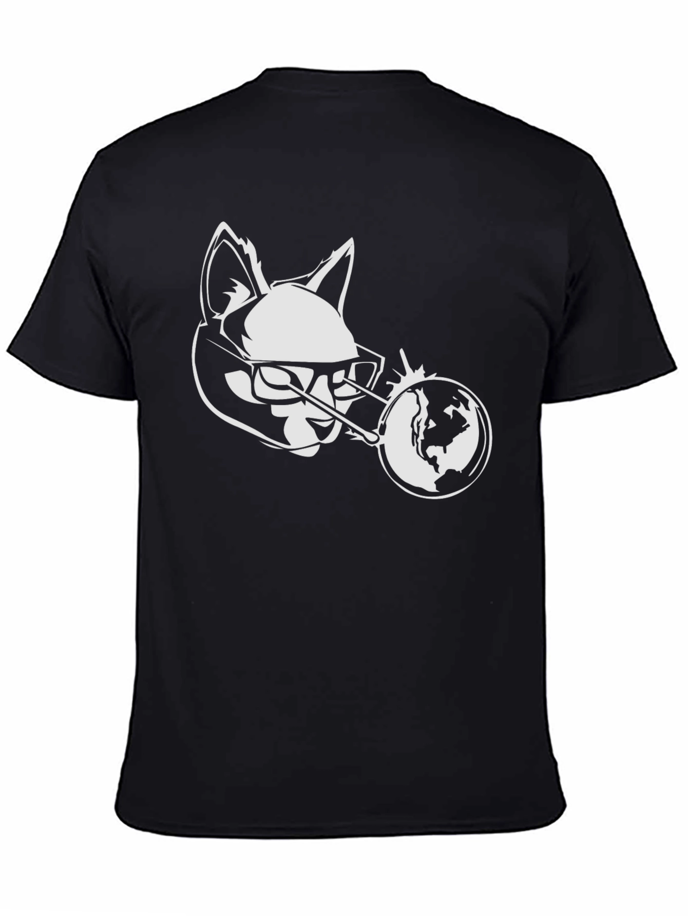 Cool Cat Globe Graphic Black T-Shirt
