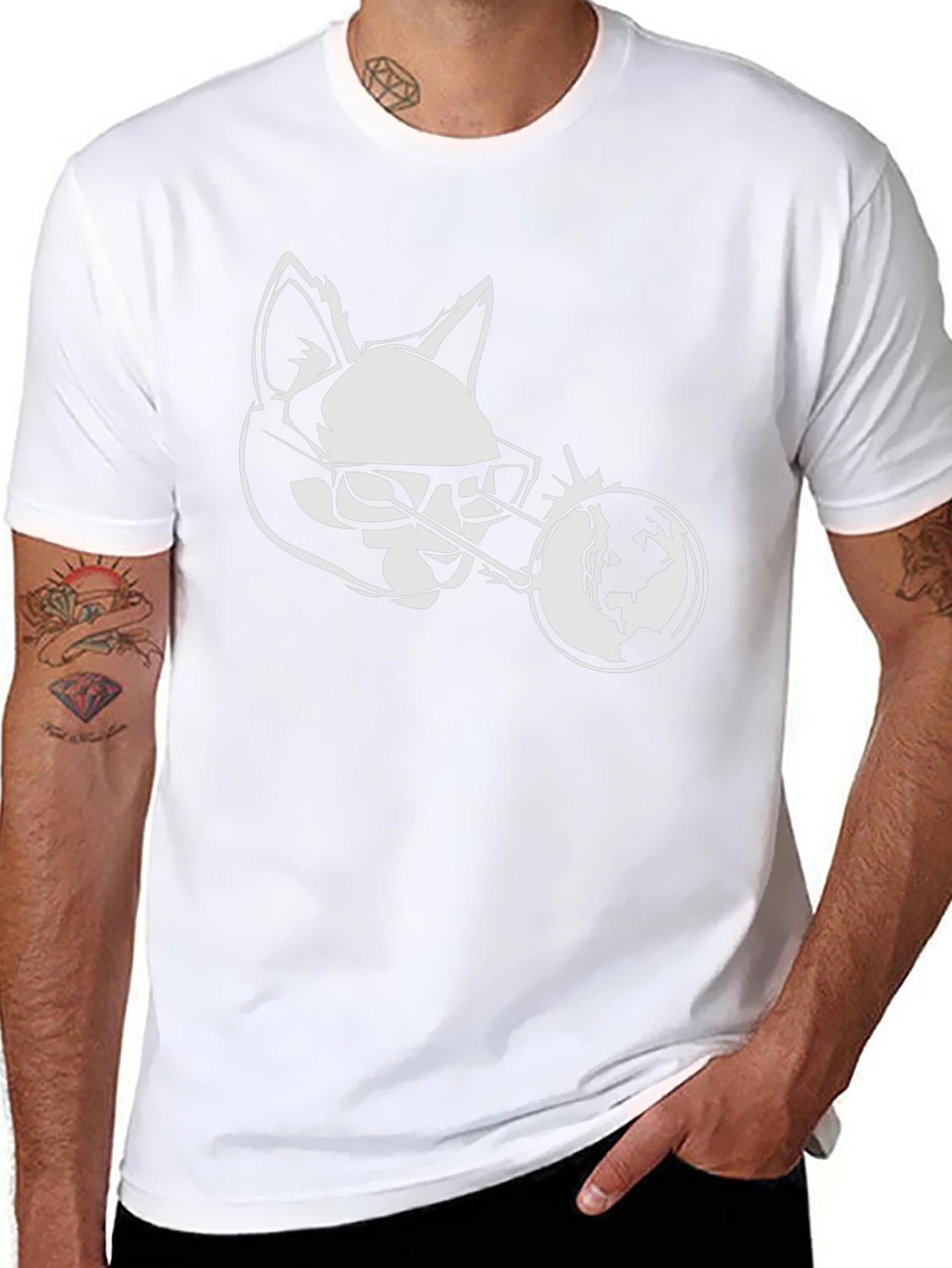 Cool Cat Globe Graphic Black T-Shirt