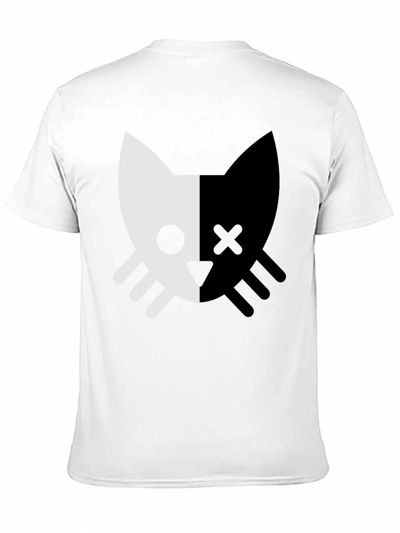 Two-Tone Cat Graphic Tee - Stylish Unisex Design