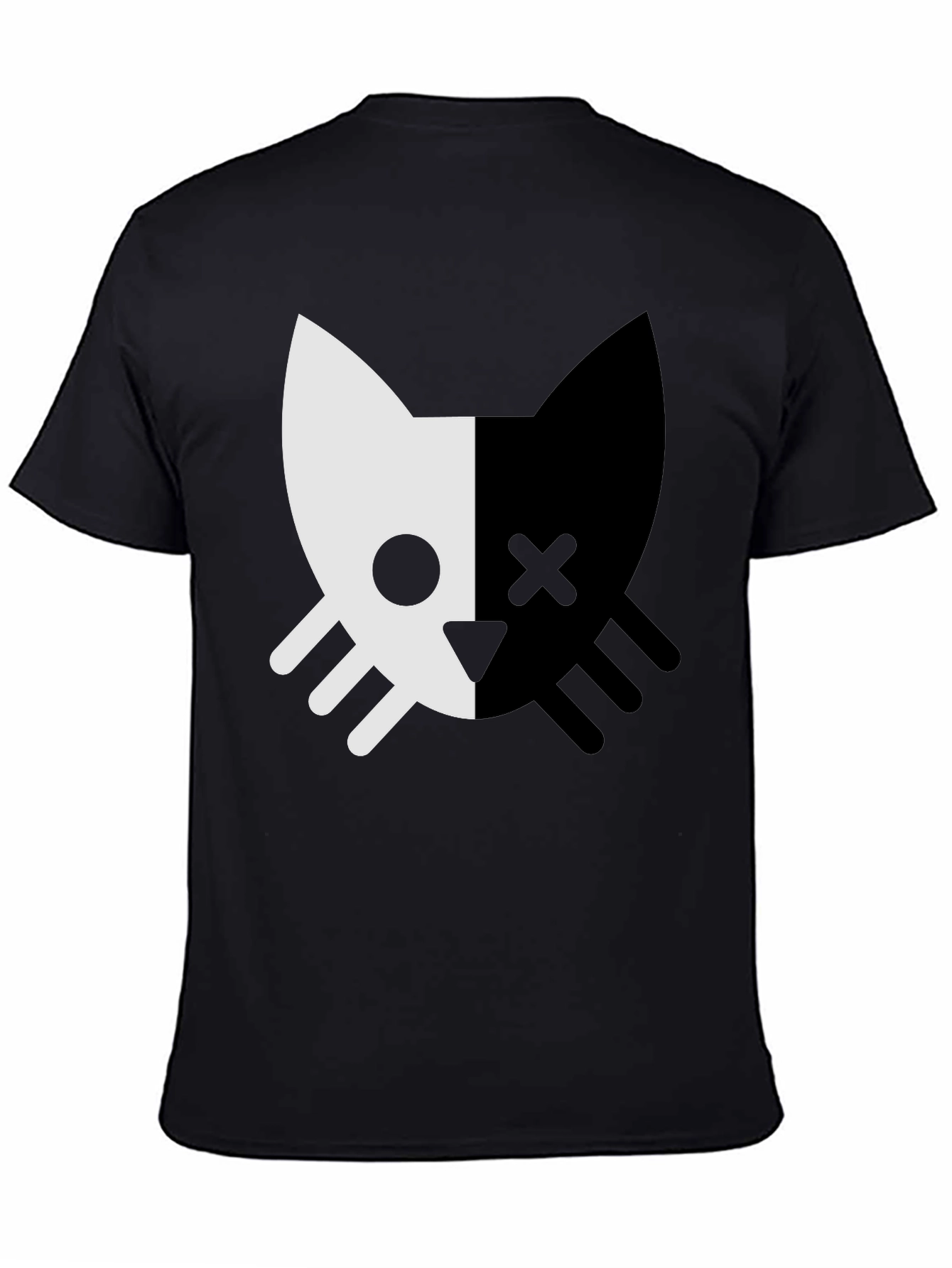 Two-Tone Cat Graphic Tee - Stylish Unisex Design