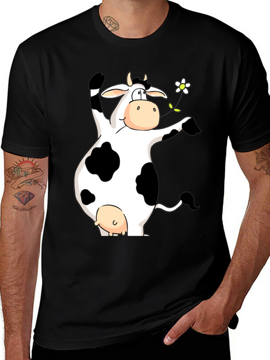 Funny Cow Graphic Print Black T-Shirt