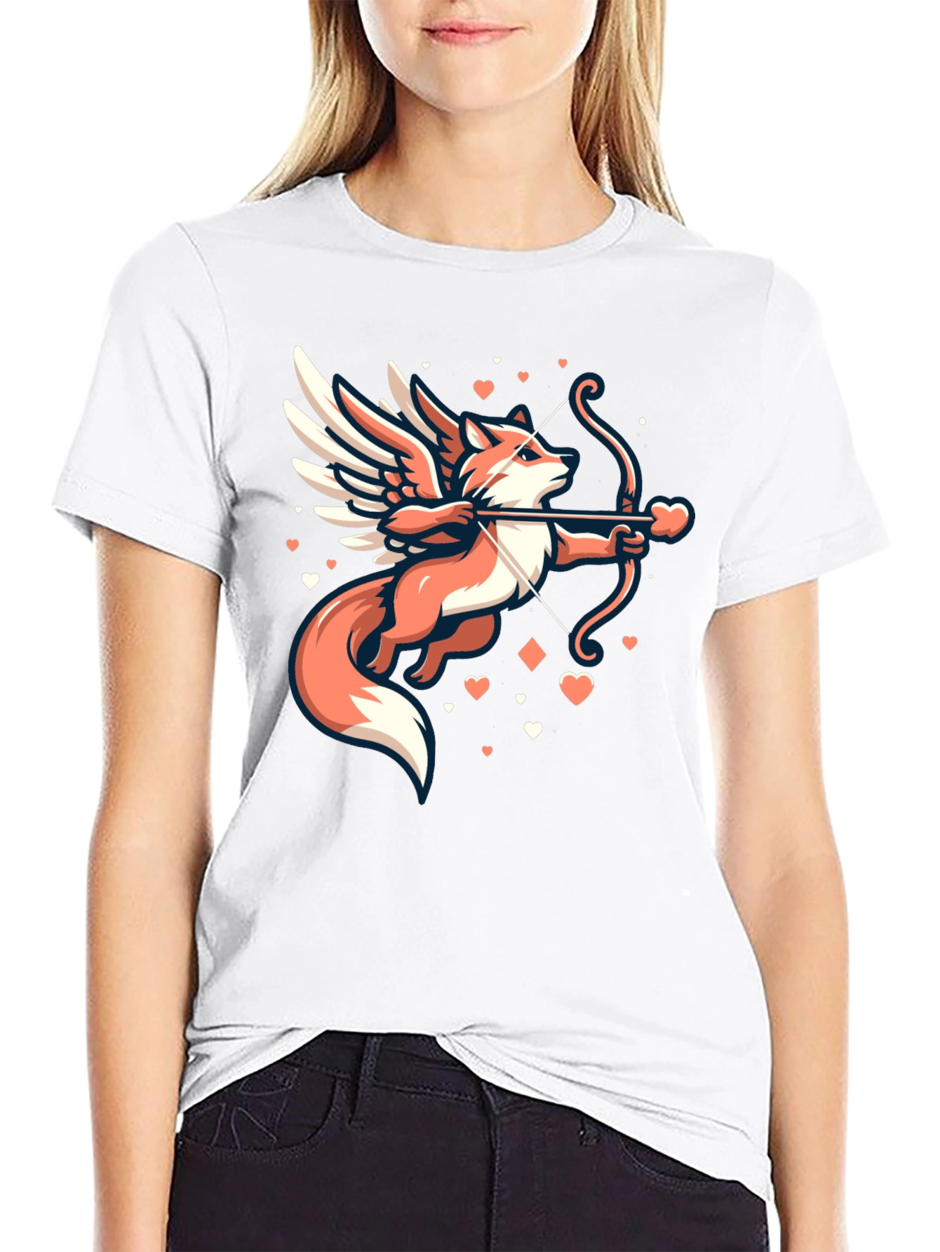 Fox Cupid Graphic T-Shirt - Valentines Day